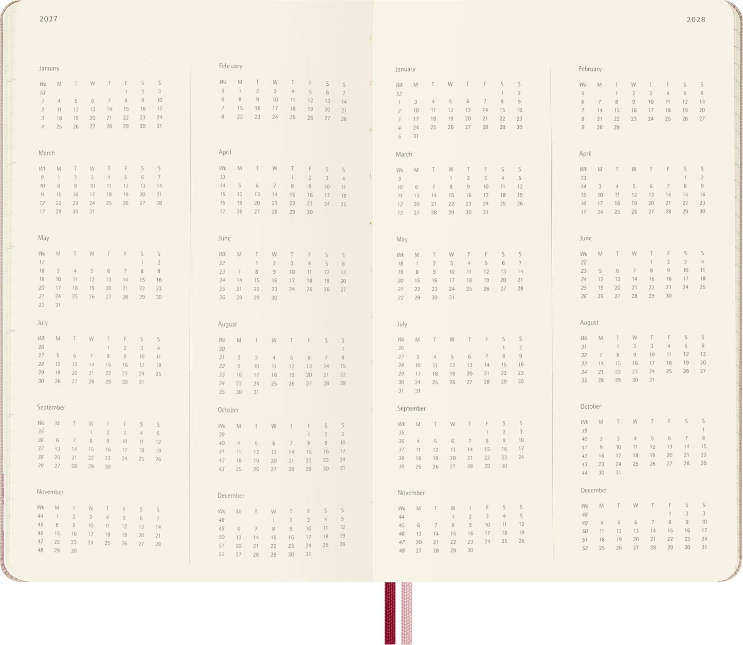 Moleskine Limited Edition Sakura 18 Month 2026-2027 Weekly Planner, Hard Cover, Large (5" x 8.25"), Pink with Gold Accents, 208 pages
