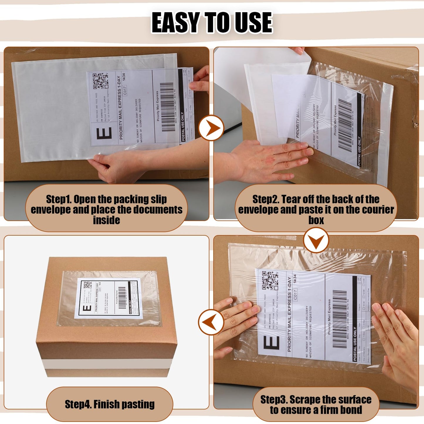 Cholemy 400 Pcs 9.5 x 12 in Clear Packing Slip Pouches Shipping Label Sleeves Adhesive Packing List Pockets Envelopes Mailing Protectors Slip Envelope Pouches Holders Cover Enclosed Bag