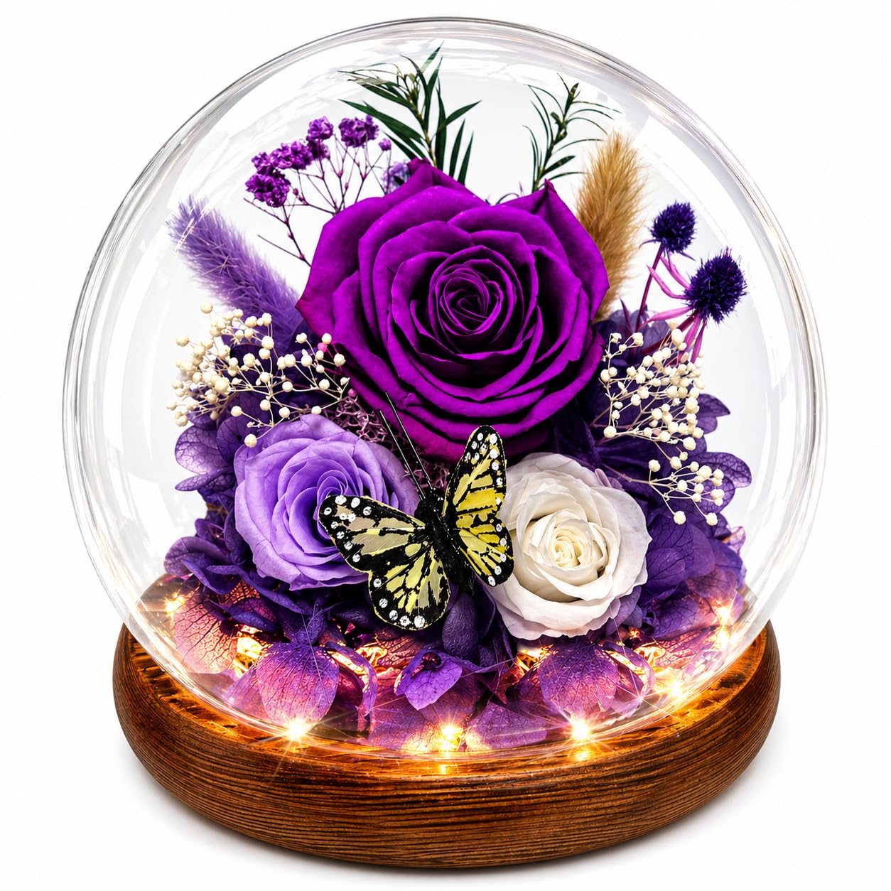 Purple Rose Birthday Gifts for Women | Forever Rose Graduation Gift for Her | Gift for Mom Grandma Sister Daughter Wife Birthday | Fresh Flowers for Delivery Prime Real Flowers in Glass Dome