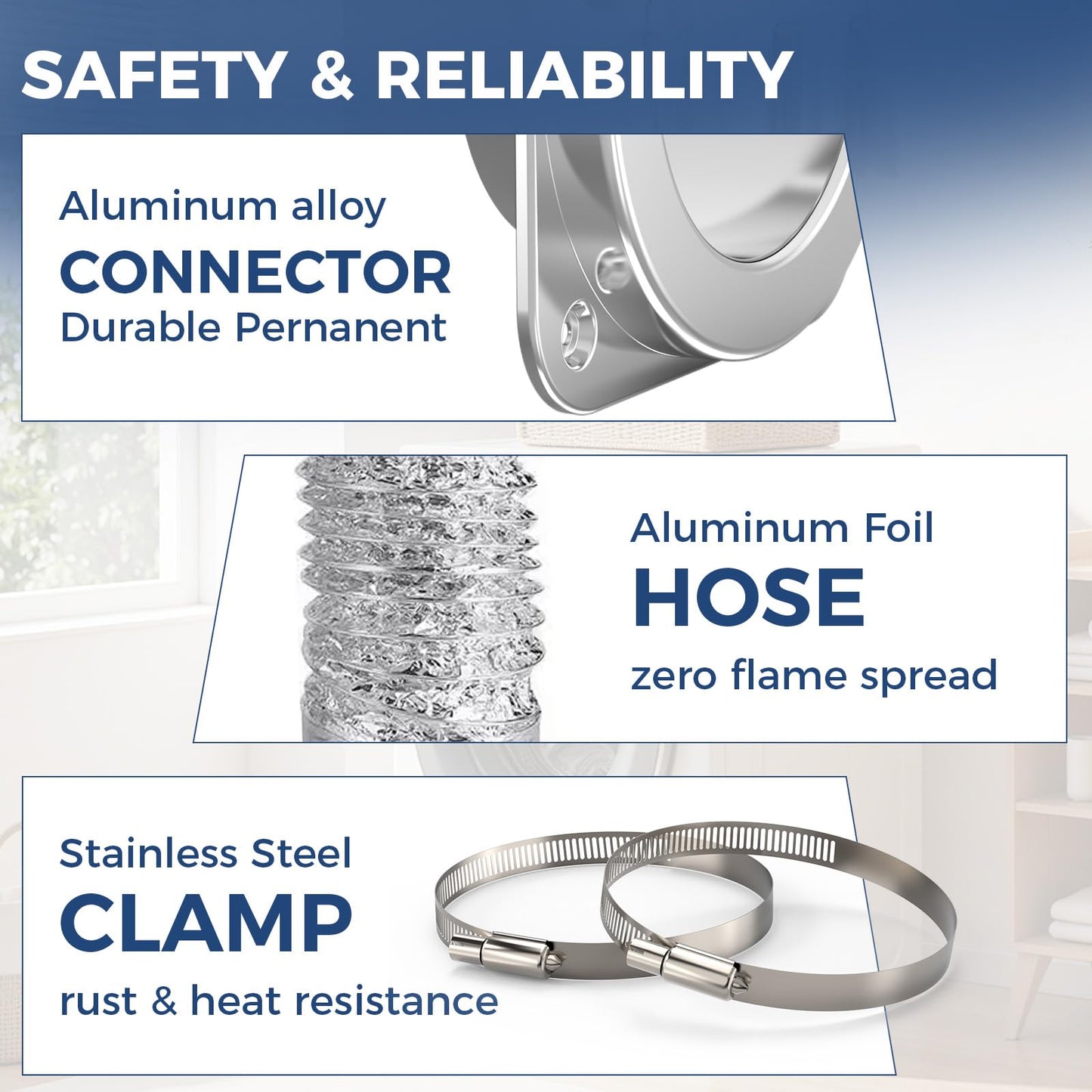 ALORAIR Magnetic Dryer Vent Connector Kit | DV180 Airtight Seal Dryer Vents Coupling | Easy to Clean Quick Connector Including 4 inch Duct Hose and 2 Clamps