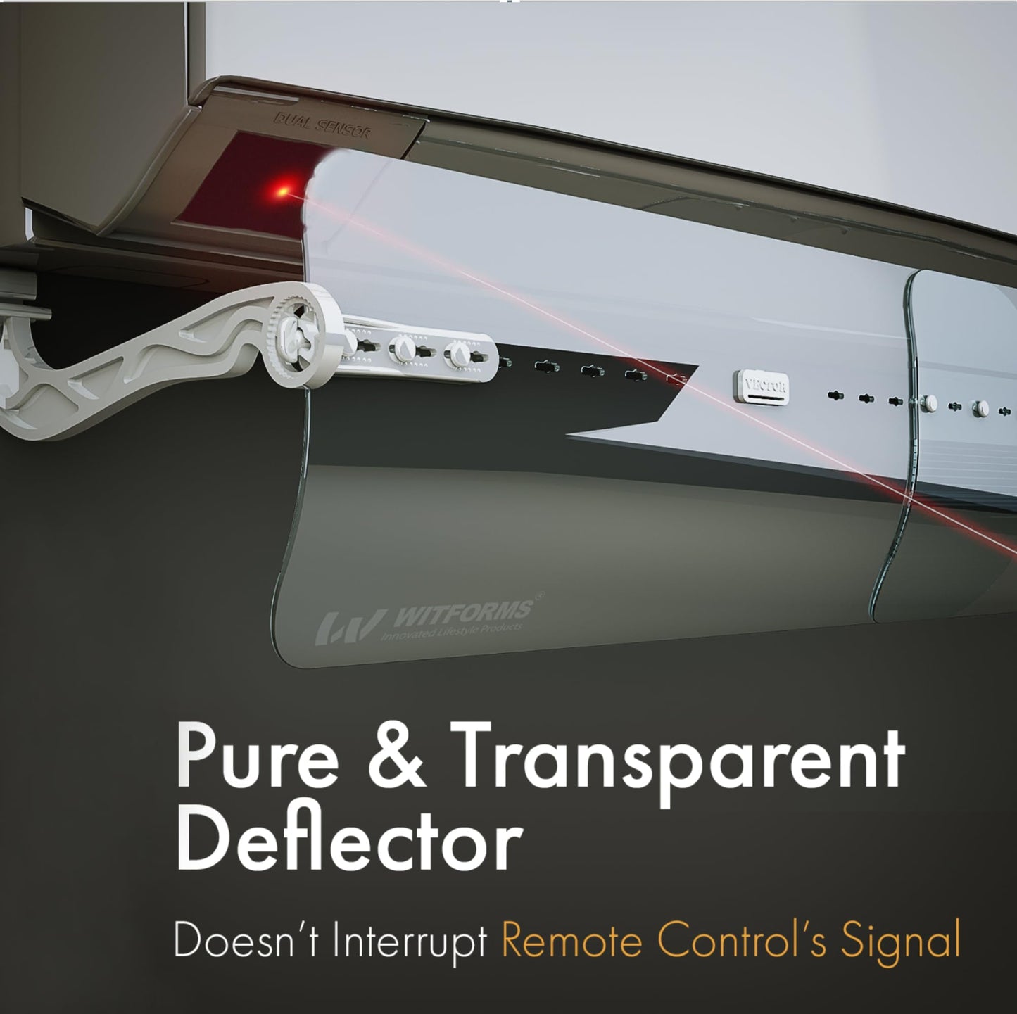 WITFORMS CLASSIC Adjustable AC Air Deflector - 360° Rotatable - Extends 24" to 43" Length - Fits Most Standard Split air conditioners - Transparent Design - Measure Before Purchase