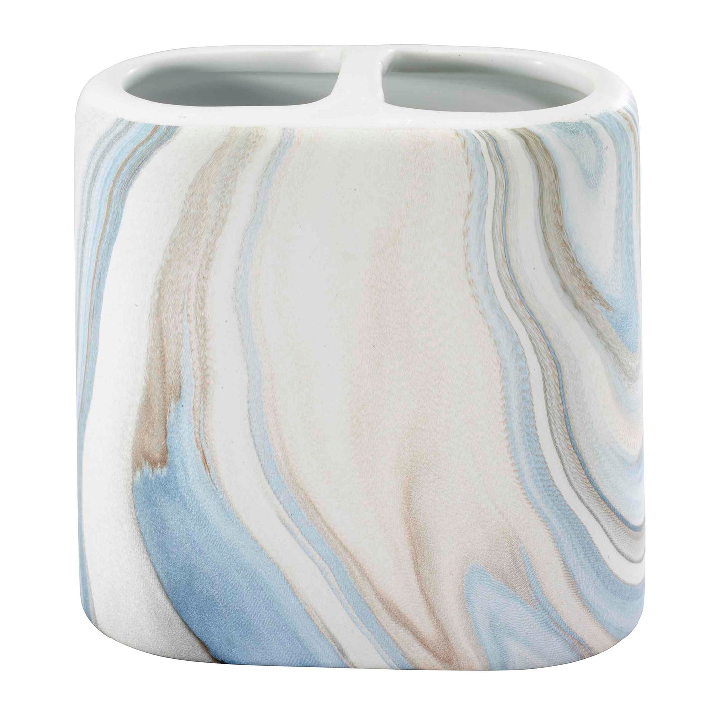 Avanti Linens - Toothbrush Holder, Resin Countertop Accessories, Guest Bathroom Essentials (Waves Collection, Blue)