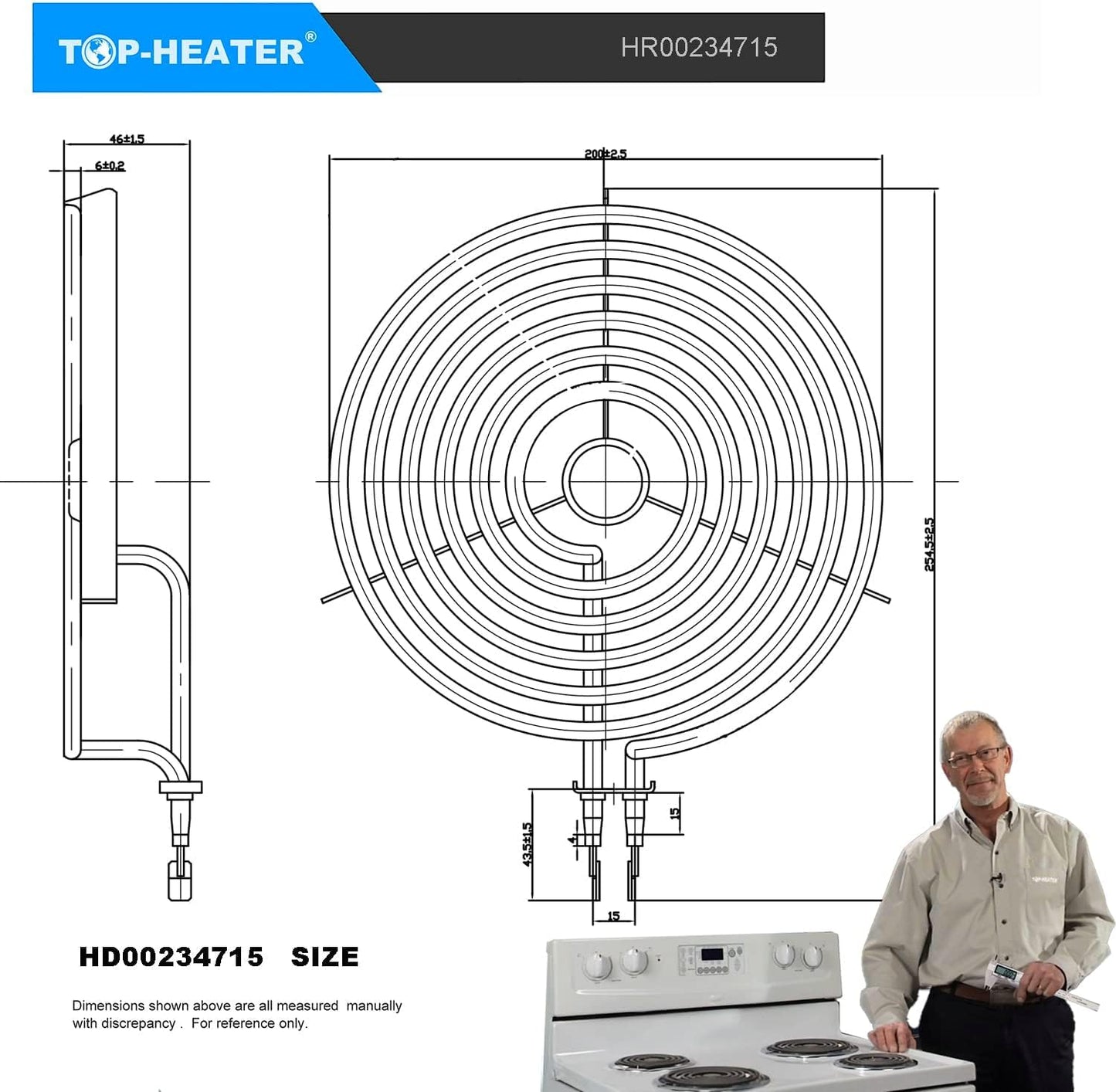 TOP-HEATER Stove Burner 6”&8” WB30M1 & WB30M2(234710 & 234715) Electric Stove Top Burner For GE Hotpoint RCA Range Stove, Electric Range Burner Element,4Pack