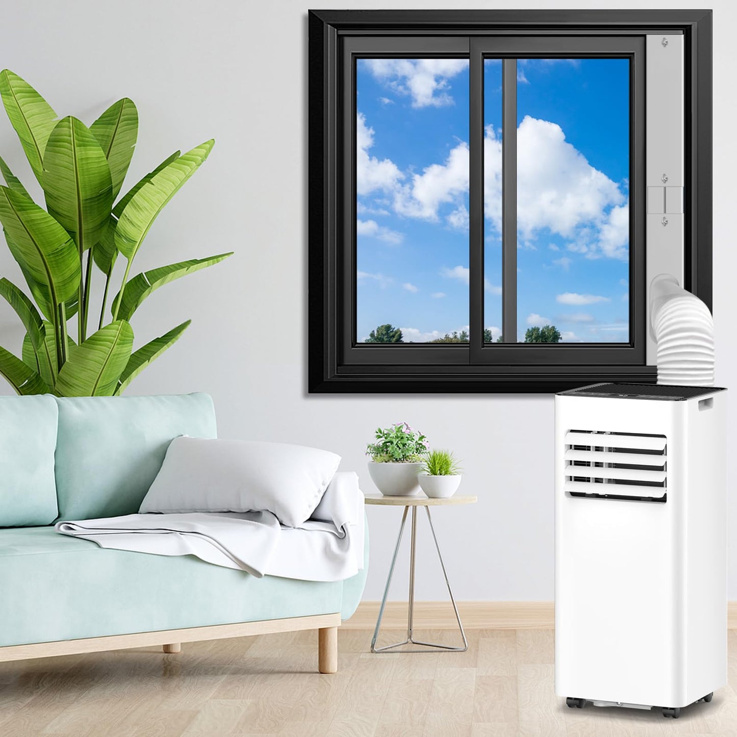 Upgrade Portable Air Conditioner Window Kit with 5.9Inch Exhaust Hose,Portable Air Conditioner Window Vent kit, portable AC Exhaust Hose Kit, Portable AC Window Vent Kit