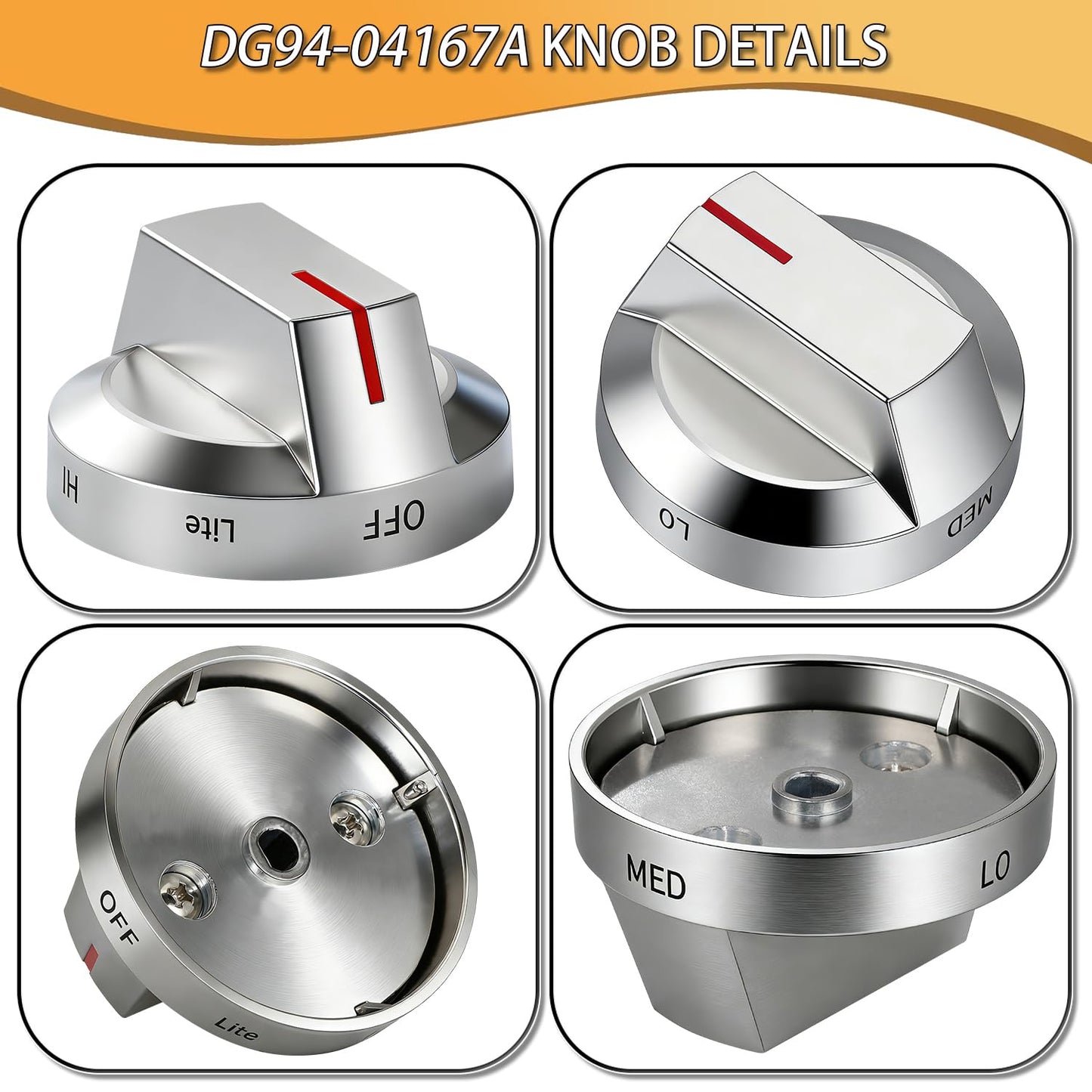 Upgraded DG94-04167A Fit for Samsung Stove Knob Replacement and DG94-03950A DG94-03955 Gas Stove Knobs Models NX60A6111SB/AA NX60A6315SS/AP etc for Samsung Gas Stove Electric Stove knobs