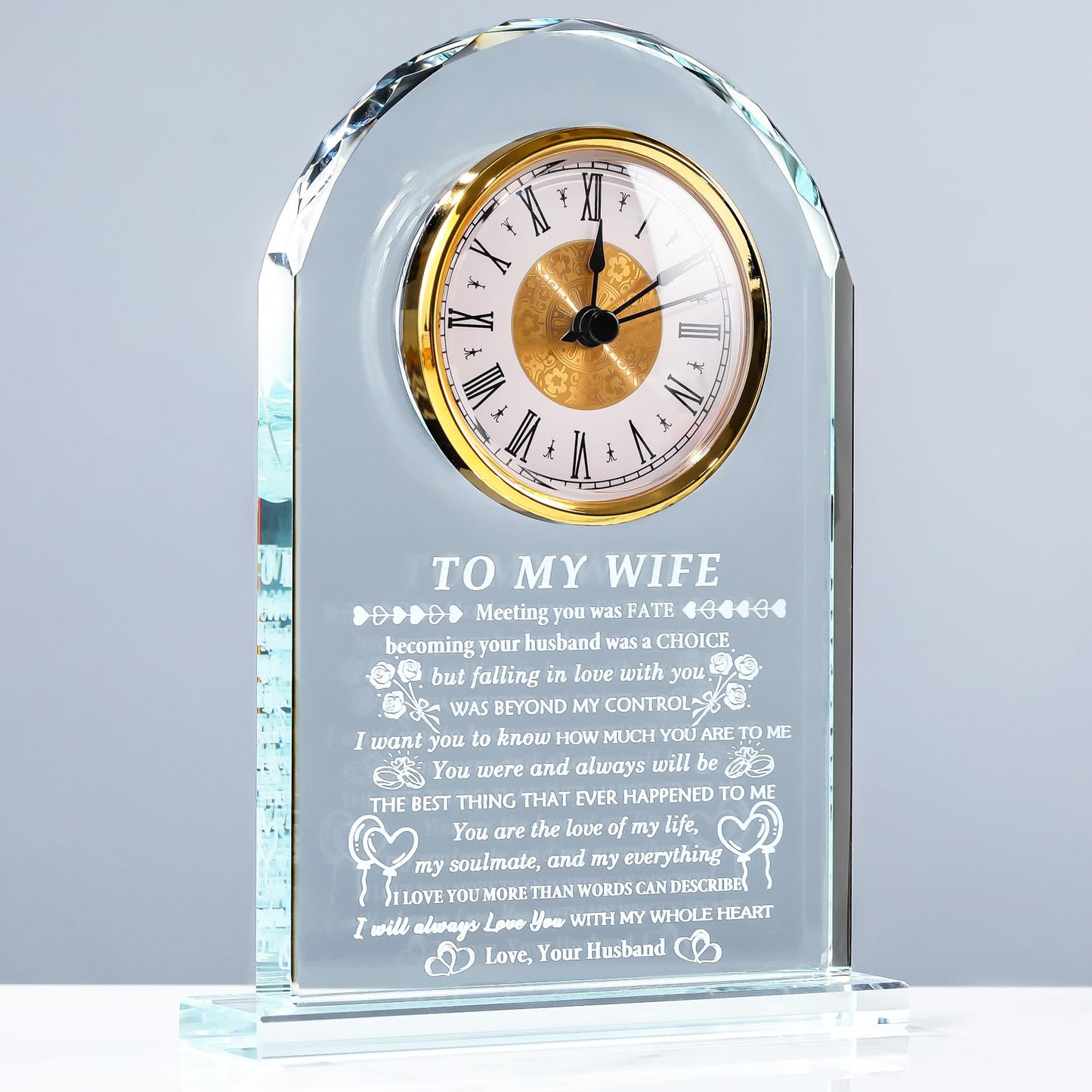 YWHL Gifts for Wife from Husband Wife Birthday Gift Ideas Crystal to My Wife Clock Anniversary Presents Romantic I Love You Gifts for Her on Valentines Mothers Day Christmas