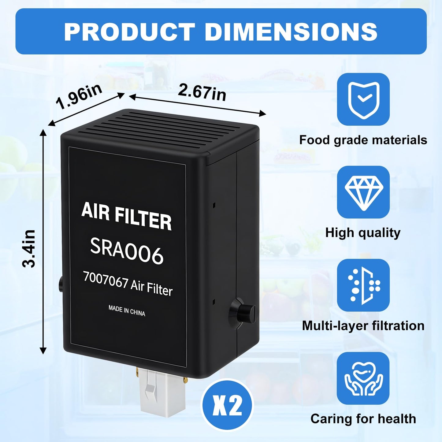 FBULWSEC 2 Pack Refrigerator Air Purification Cartridge Replacement for Sub-Zero Refrigerators