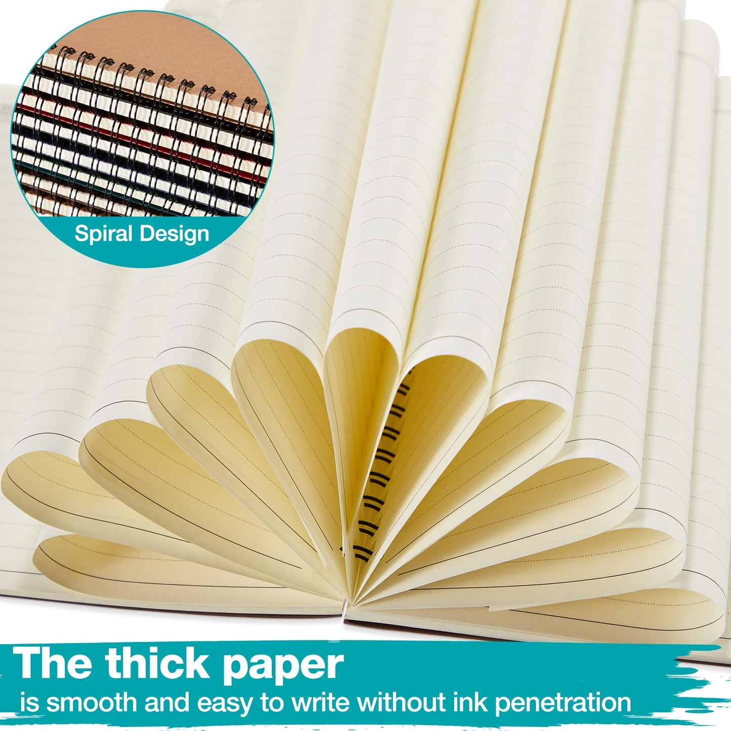 Leinuosen 36 Pack Lined Spiral Notebook Journal A5 Ruled Notepad Sketchbook Hardcover Lined Notebooks Journals for Office School Supplies, 100 Pages/ 50 Sheets, 8.3 x 5.5 Inches