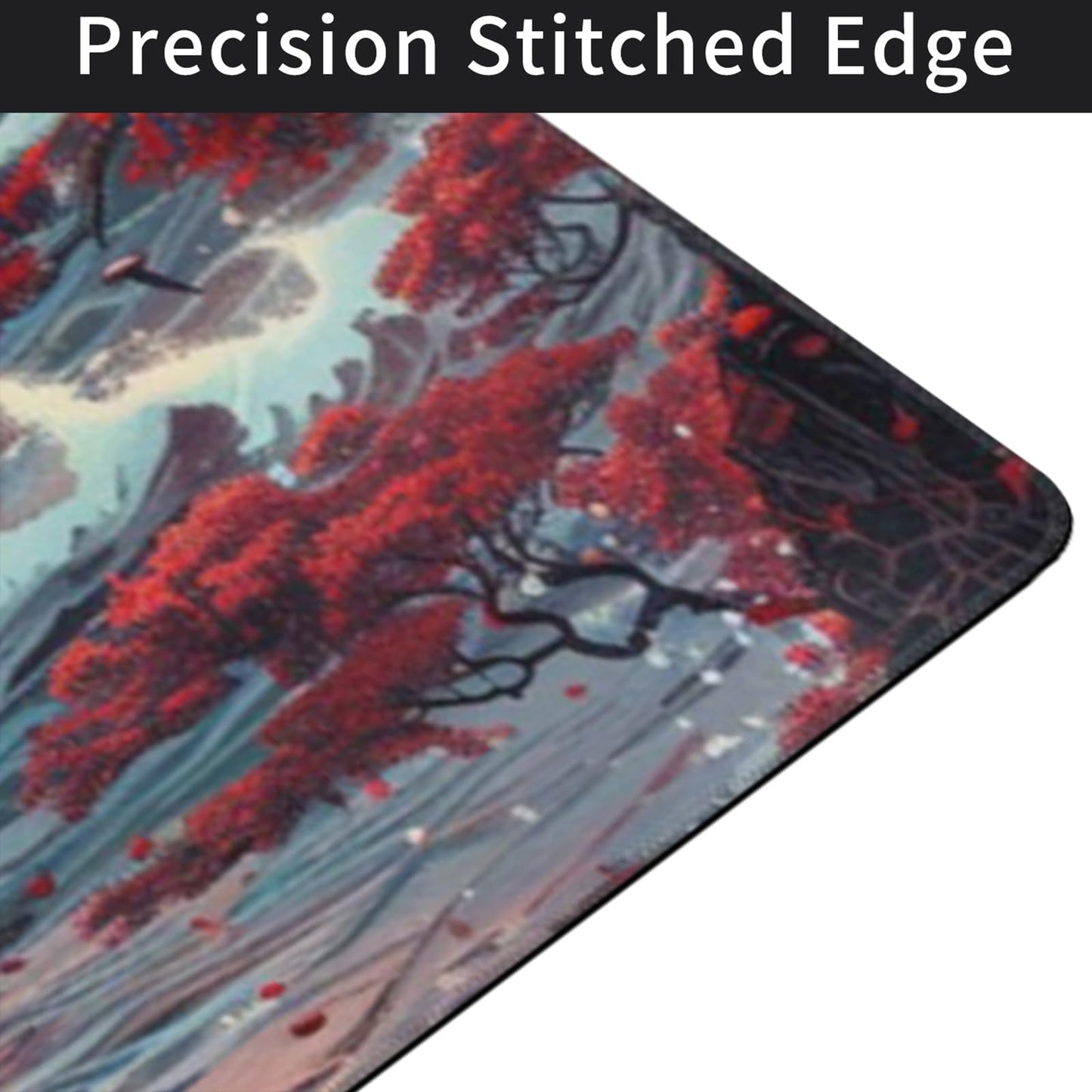 ZOCOZY XXXL Japanese Sea Wave Desk Mat 48"x24" - Full Desktop Protector & Non-Slip Gaming Mouse Pad with 3mm Thick Base & Stitched Edge for Dual Monitors, Office & Home