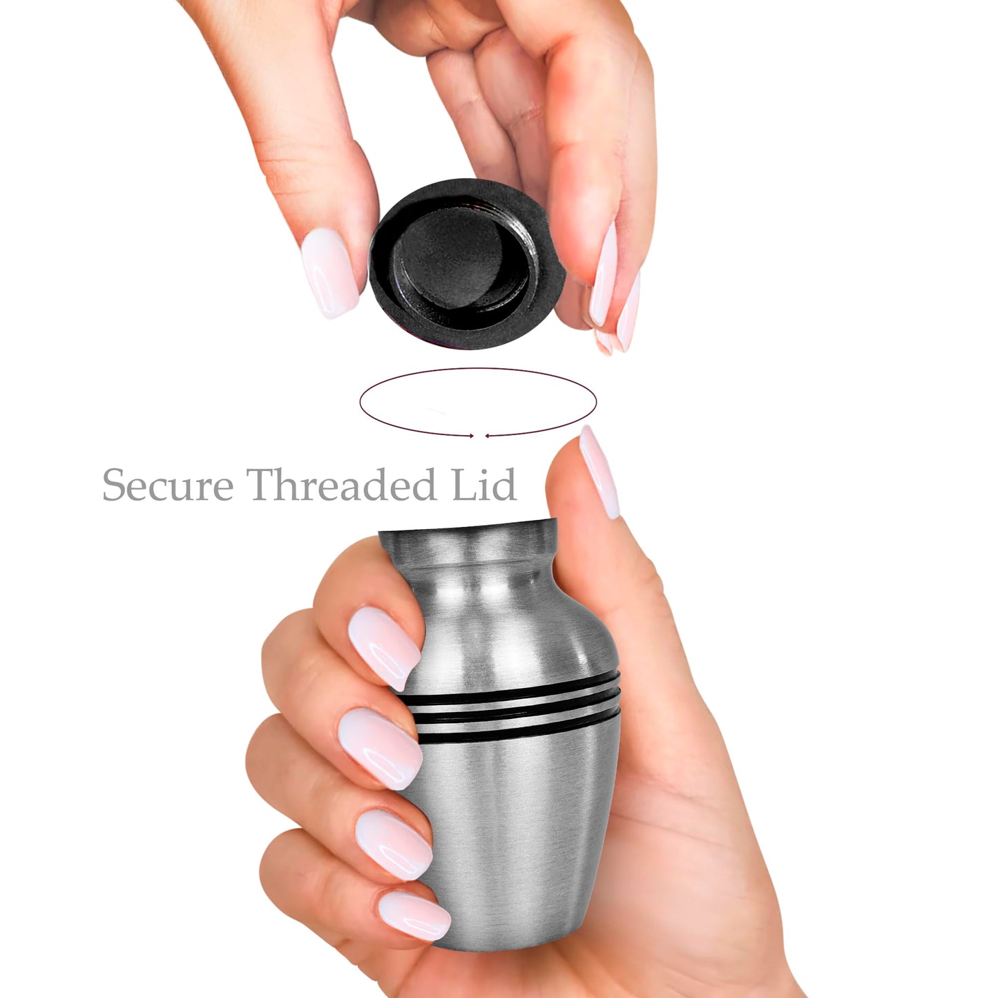 Trupoint Memorials Small Urns for Human Ashes Keepsake, Pewter Decorative Mini Cremation Urn for Adult Men & Women, Set of 4, Silver Lining