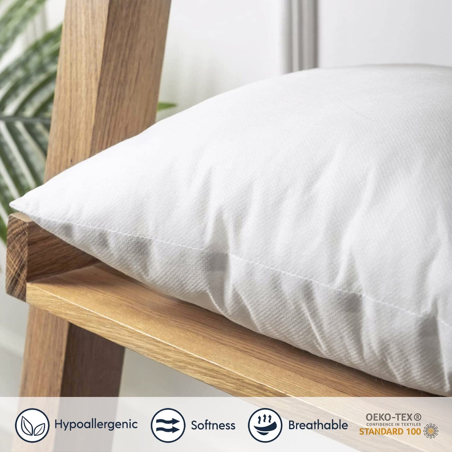 Phantoscope 18 x 18 Pillow Inserts - Pack of 4 Outdoor Water Resistant Throw Pillow Inserts Hypoallergenic Square Decorative Couch Sham Cushion Stuffer - 18 Inches