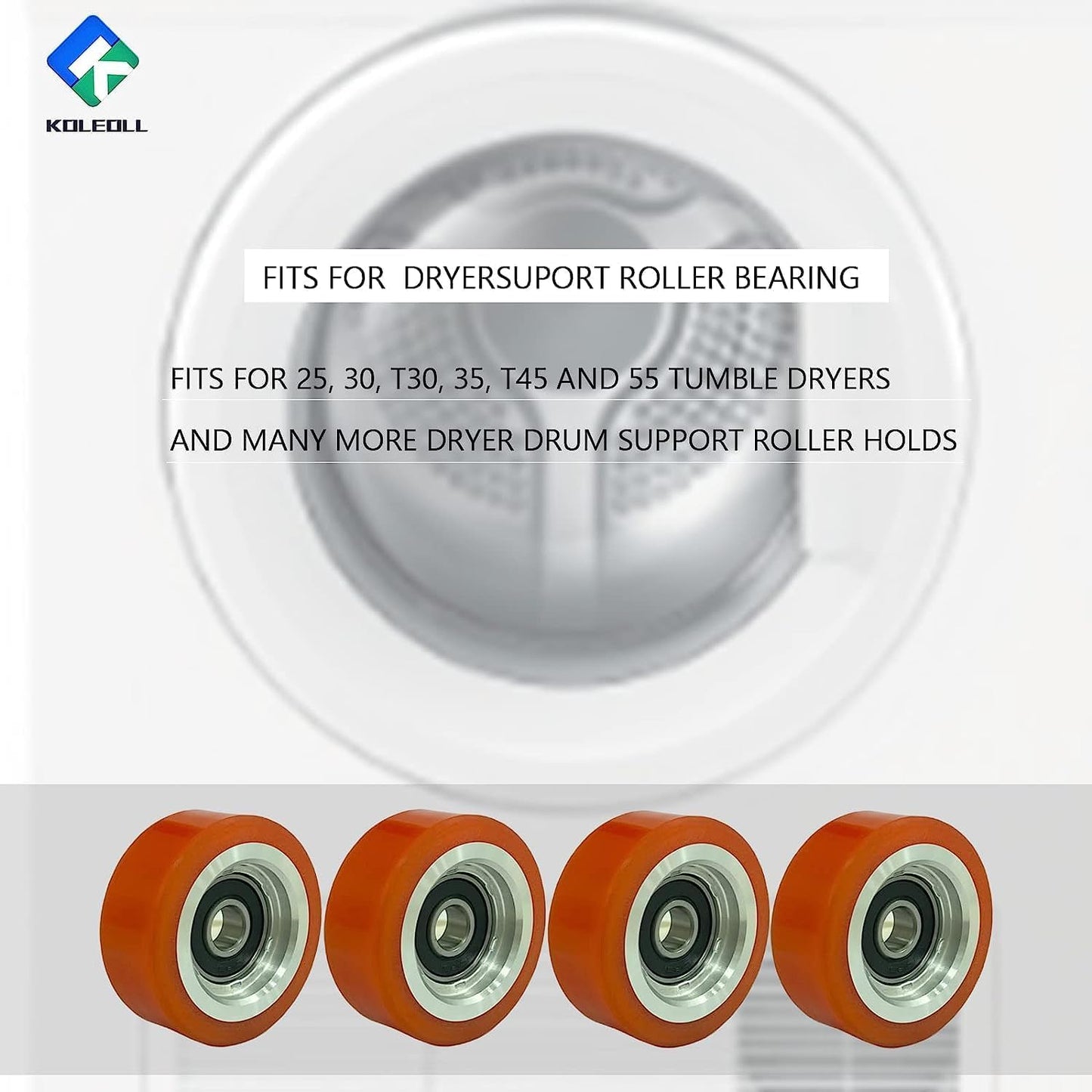 KOLEOLL 6 Pack 70298701P Roller And Seal Kit Compatible with HUEBSCH Speed Queen IPSO Dryer Support Roller Bearing 70568201 AP6240652 70052601 70052601P