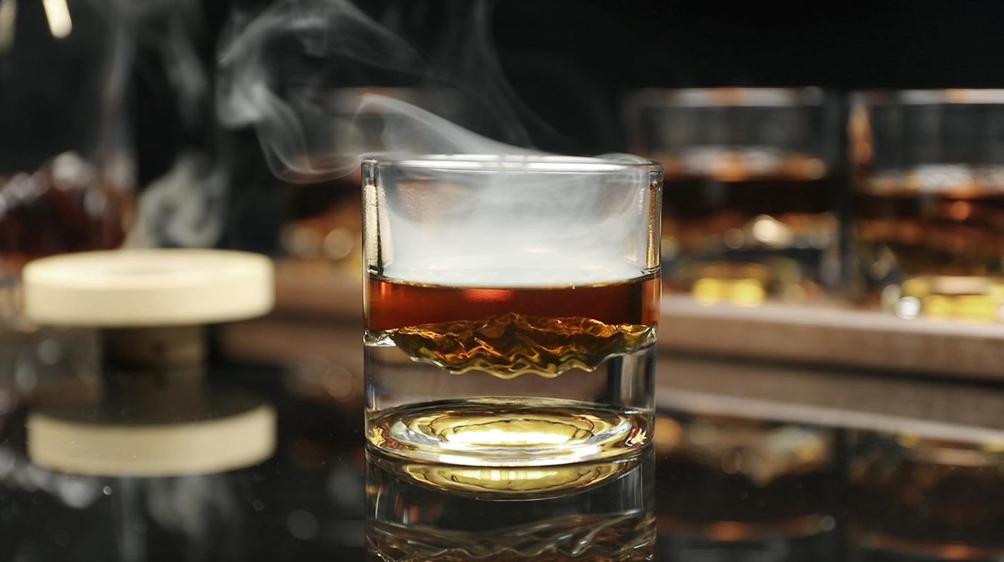 LIITON Fathers Day Whiskey Glasses for Dad, American Peaks Set of 4, Thick Heavy Crystal 3D Mountain Bourbon & Cocktail Glasses, Chills 18 Seconds Without Ice, 10 oz