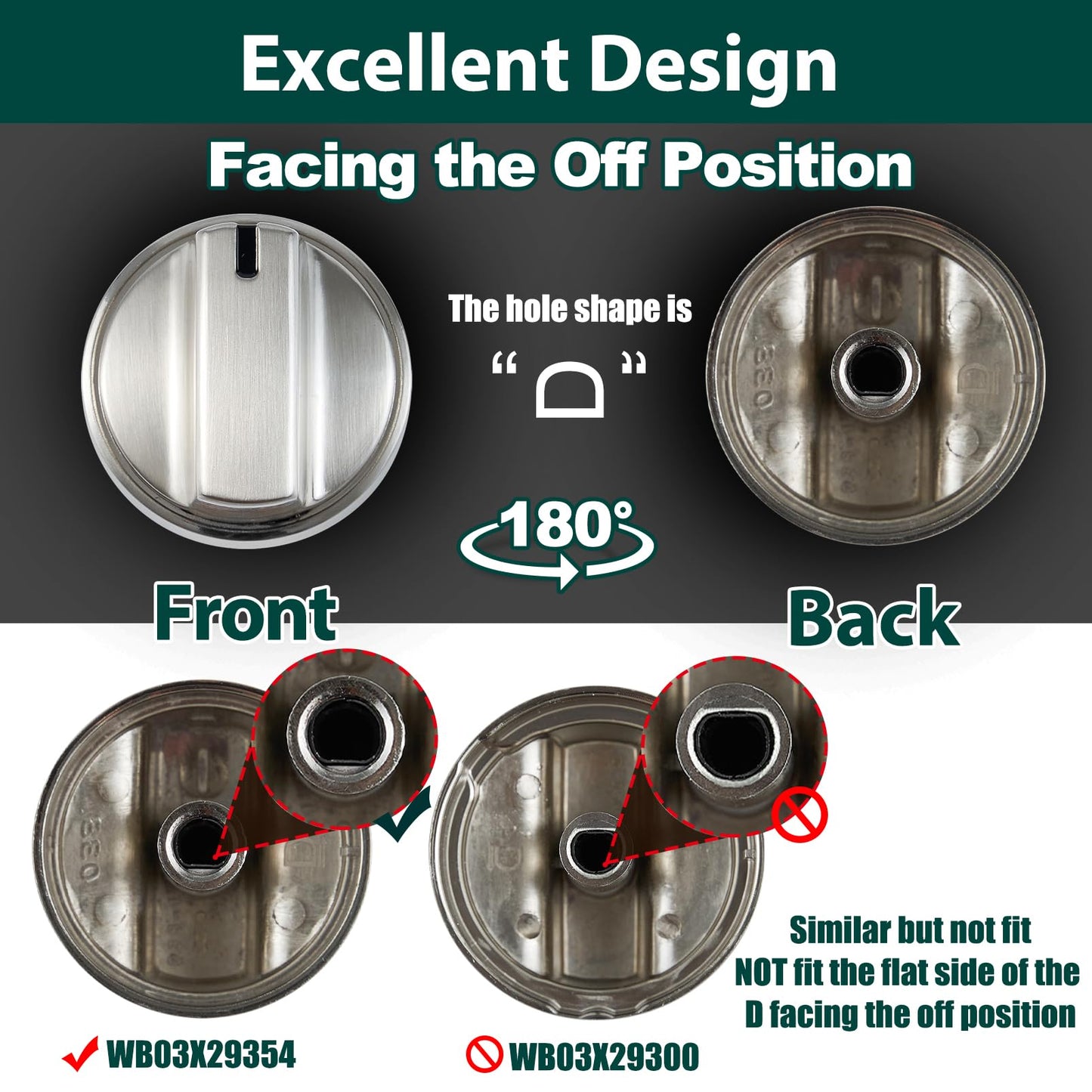 WB03X29354 Stove Knobs Stainless Steel Cooktop Replacement Parts for GE Cooktop Knob PGP7036SLSS Gas Range Oven Profile Knob PGP9030SLSS PGP9036SLSS Burner Control Metal Stove Top Knobs 5 Pcs
