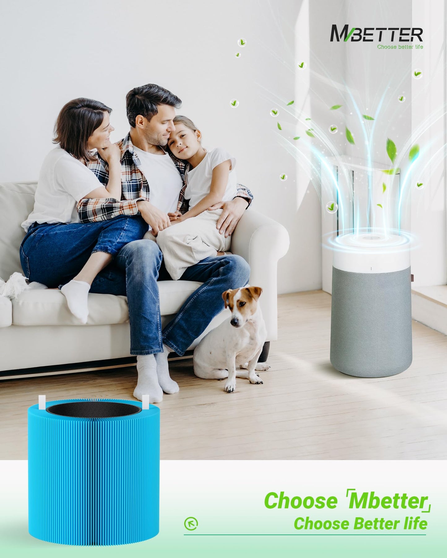 Mbetter 2 Pack Blue Pure 411i Max & 411a Max AllergenBlock Filter Compatible with 411i Max Air Puri-Fier, Activated Carbon Filters