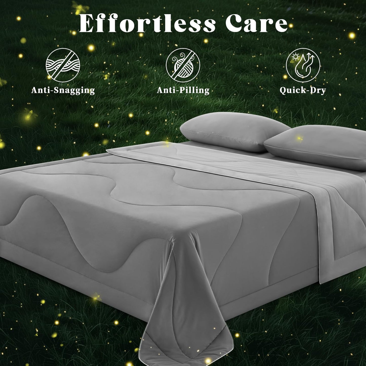 FineMay Cooling Comforter Queen Size, Double-Sided Cooling Blanket for Hot Sleepers & Night Sweats, Arc-Chill Q-Max > 0.4 Breathable Ice Blanket, Lightweight Cold Comforter (80''x90'', Light Grey)