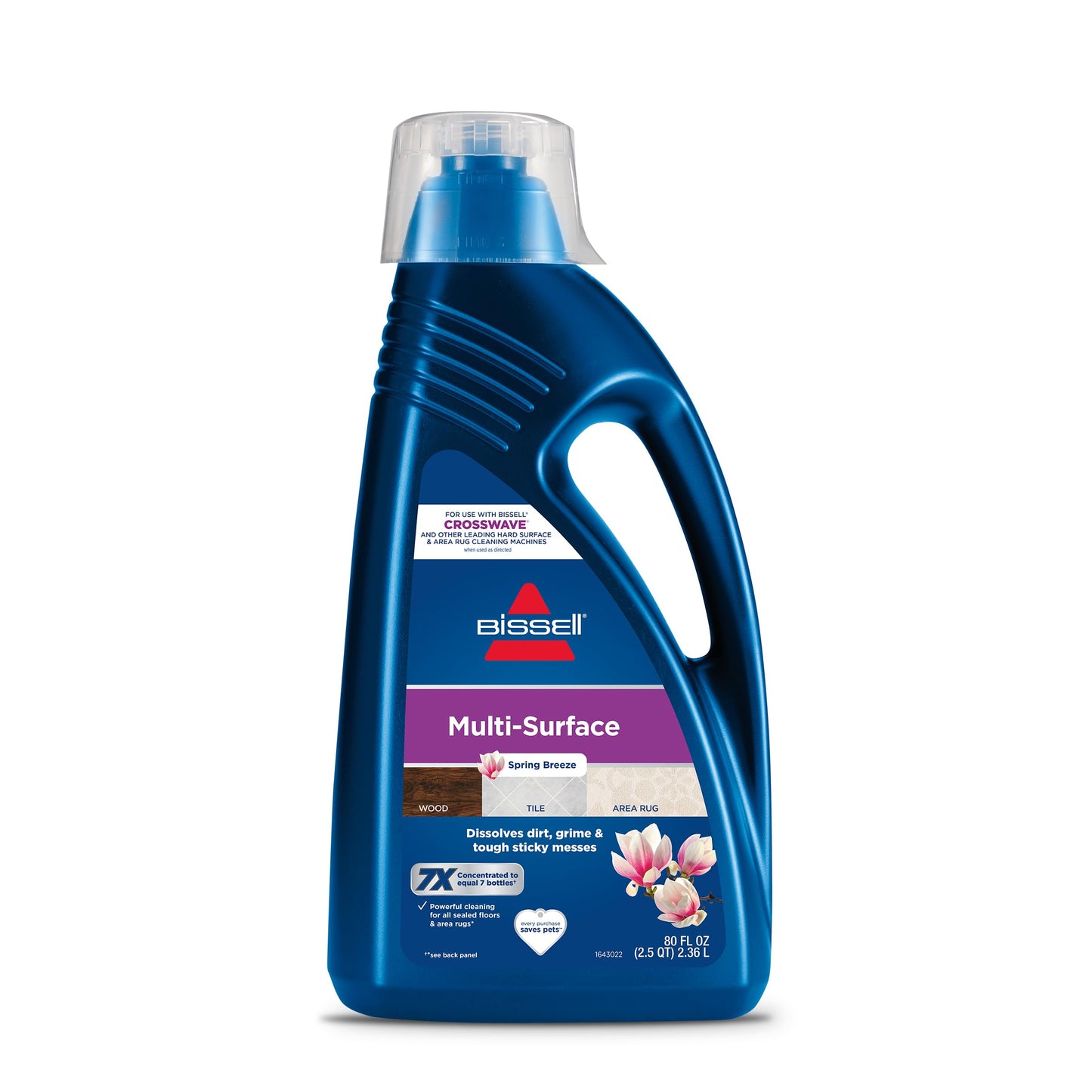 Bissell Multi-Surface Solution, for use in CrossWave and Other Leading Hard Surface and Area Rug Cleaners, 80oz, Dissolves Dirt, Grime, and Tough Sticky Messes