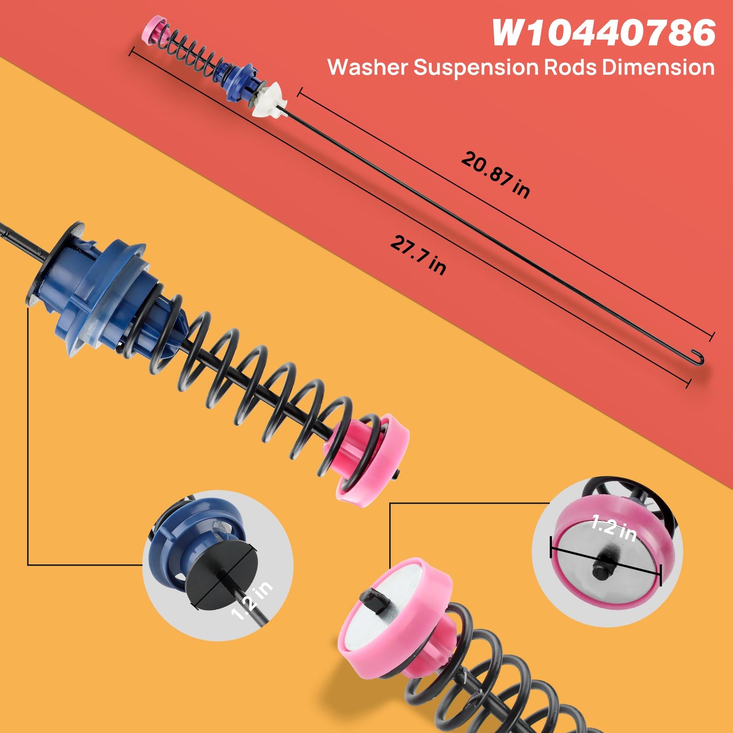 W10440786 Washer Suspension Rods for Whirlpool, for Maytag Washing Machine - Replaces W10368626 W10368627 W10440739 | Upgraded by PANDEELS