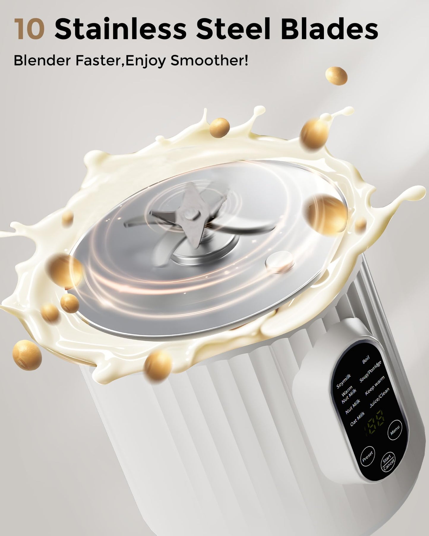 Kuhuz Nut Milk Maker,32oz Automatic Soy Milk Machine For Homemade Almond,Oat,Coconut Plant Based & Non-Dairy Beverages,12H Time Delay,Auto-Clean,Keep Warm,Cream White