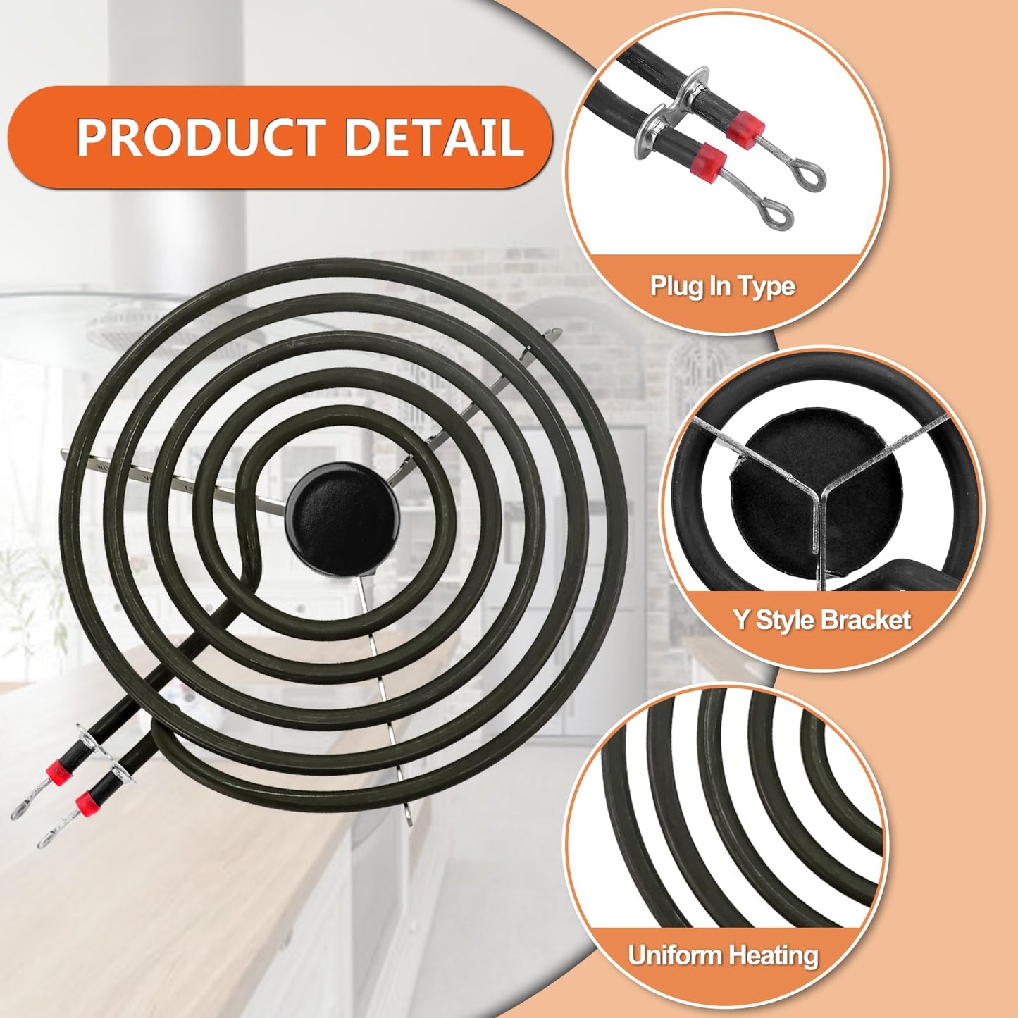 【UPGRADED】W10196405 W10196406 Electric Stove Burner Drip Pans & MP21YA MP15YA Electric Range Burner Element Unit Set fit for Whirlpool Kenmore Amana Range Oven/Stove by Cenipar