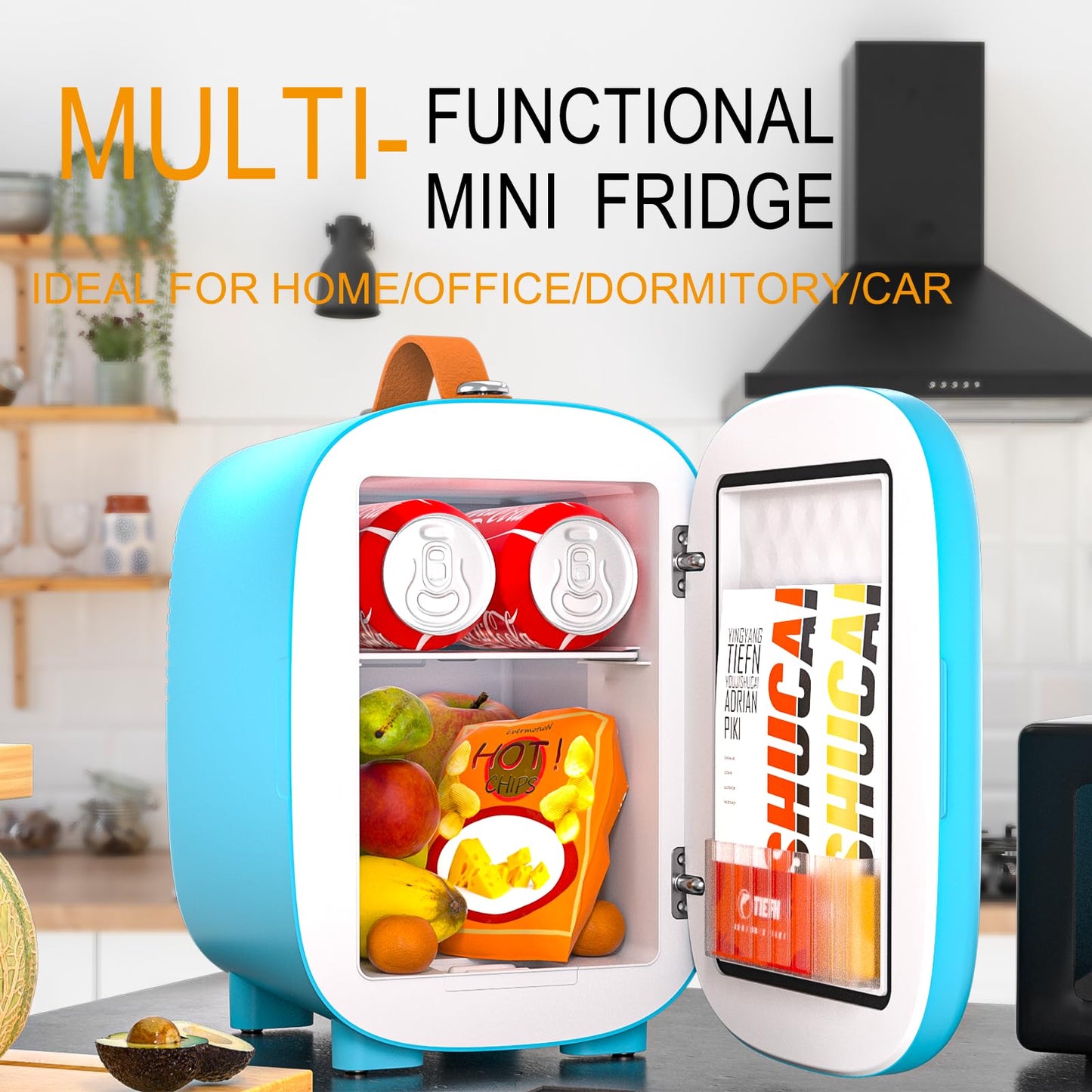 Hansburg Mini Fridge for Bedroom Skincare Cooler & Warmer Portable Small Refrigerator 4 Liter/6 can with 12v AC/DC/USB Option for Food, Drinks, Makeup, Dorm, Office and Car