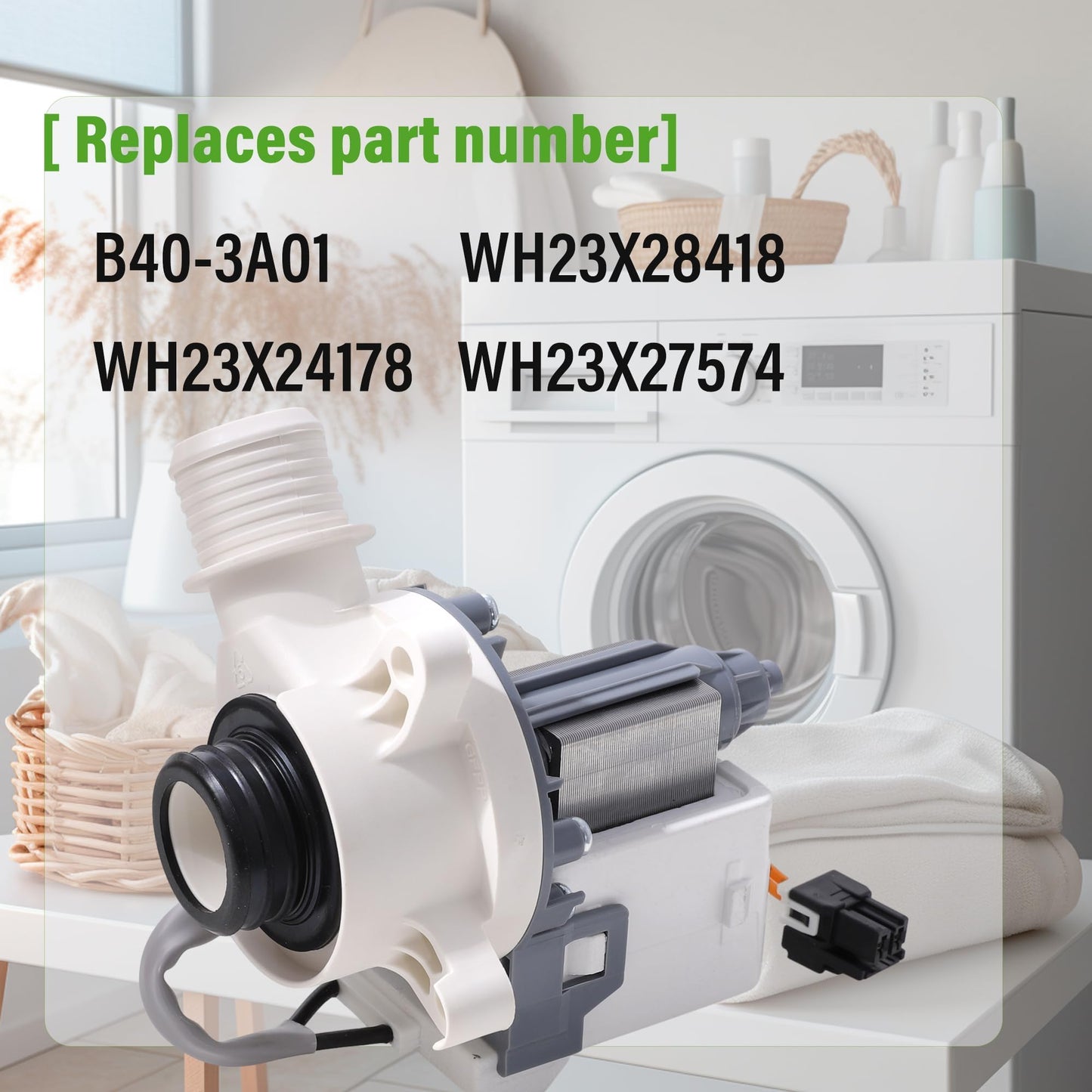 GTW335ASN2WW GTW330ASK3WW GTW335ASN1WW Washer Drain Pump by Semzohc - Compatible with G.E Hot-point Washers GTW465ASN2WW GTW460ASJ8WW GTW680BSJ6WS HTW200ASK1WW PTW600BSR1WS