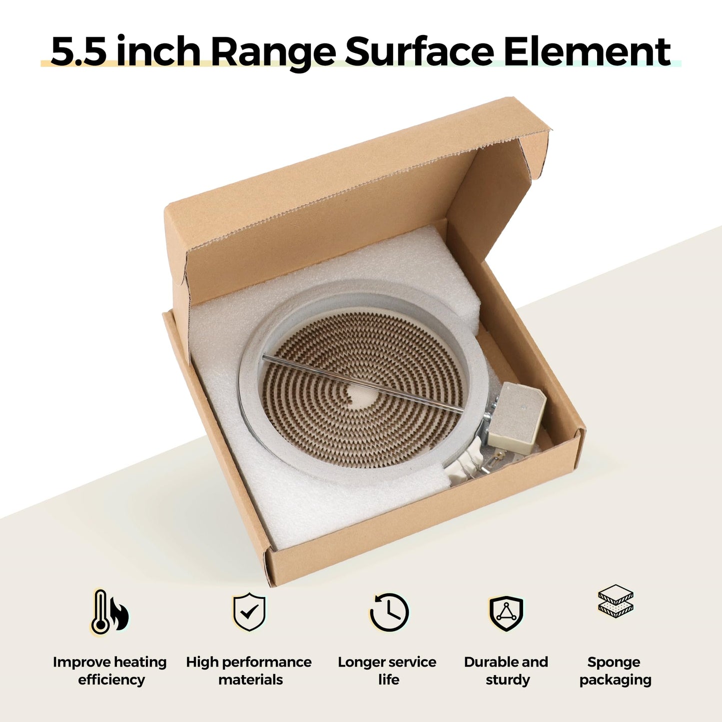 5.5" Radiant Surface Element WB30T10145 for GE Electric Range - 5.5 Inch Stove Cooktop Burner Replaces WB30T10127 1556232 AP4484422 PS2370248 EAP2370248, by PANDEELS