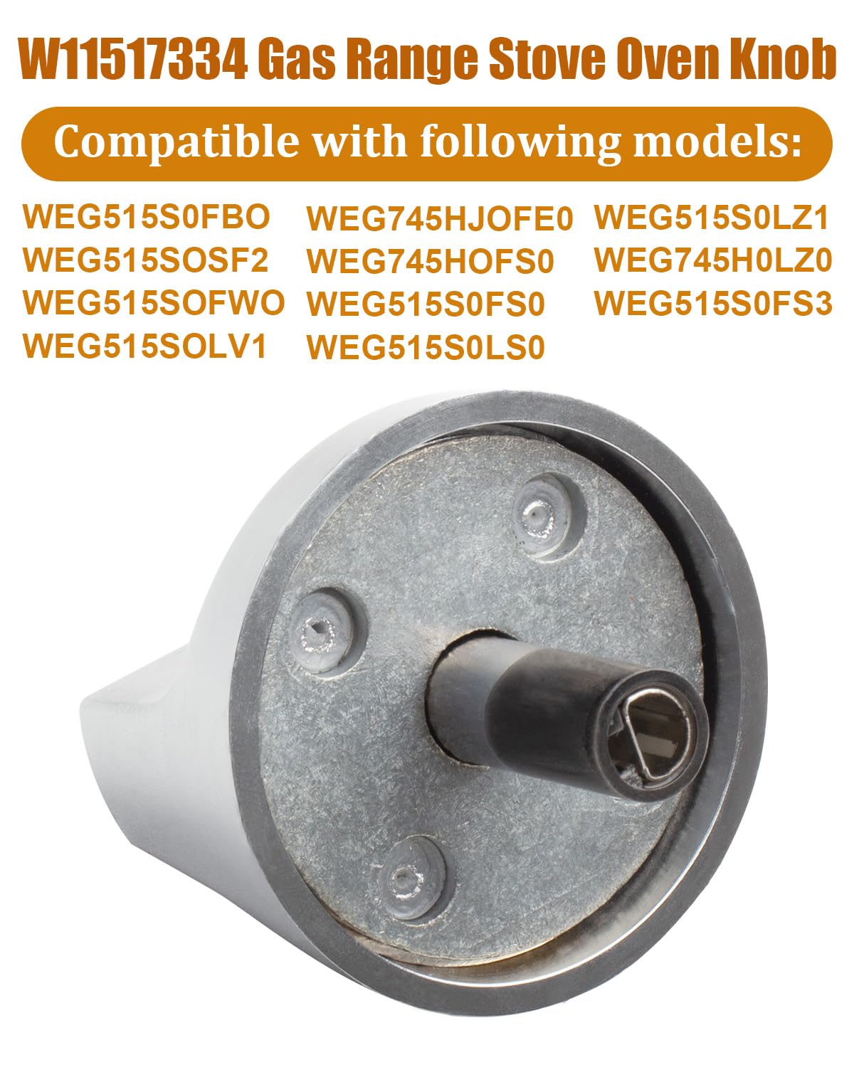 W11517334 Range Knob for Whirlpool Gas Range Stove Oven Knob WEG745H0FS0 WEG515S0FS0, 4-Pack High Heat-Resistant Knob - D Interface Stainless Steel - Easy to Install - Replace W11122869 W10850033 ﻿