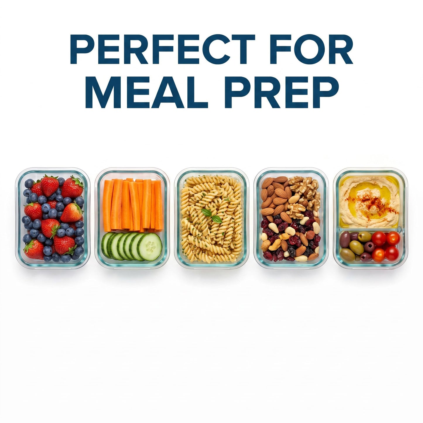 WOVOW 5-Packs, 36 Oz Glass Meal Prep Containers with Snap Locking Lids Glass Food Containers,Airtight Lunch Container,Microwave, Oven, Freezer and Dishwasher