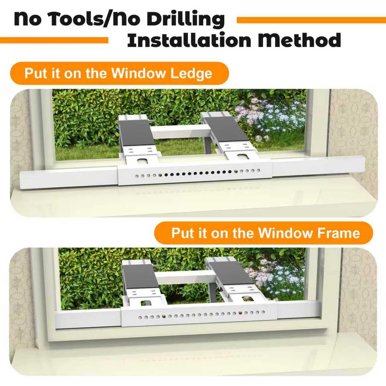 No Drilling Air Conditioner Support Bracket, Adjustable Window AC Bracket Fits Single & Double-Hung Windows, Heavy Duty Steel Holds Up to 220lbs for 5000-24000 BTU Units