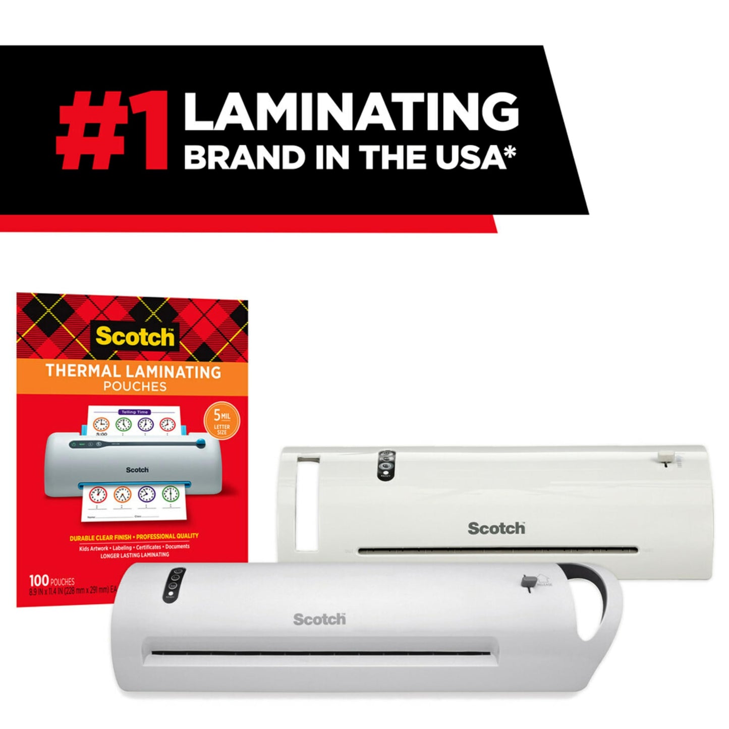 Scotch Thermal Laminating Pouches, 100 Count, Clear, 5 mil, Laminate Business Cards, Small Banners, Essays, Office or School Supplies, Fits Letter Size 8.9x11.4 in Paper