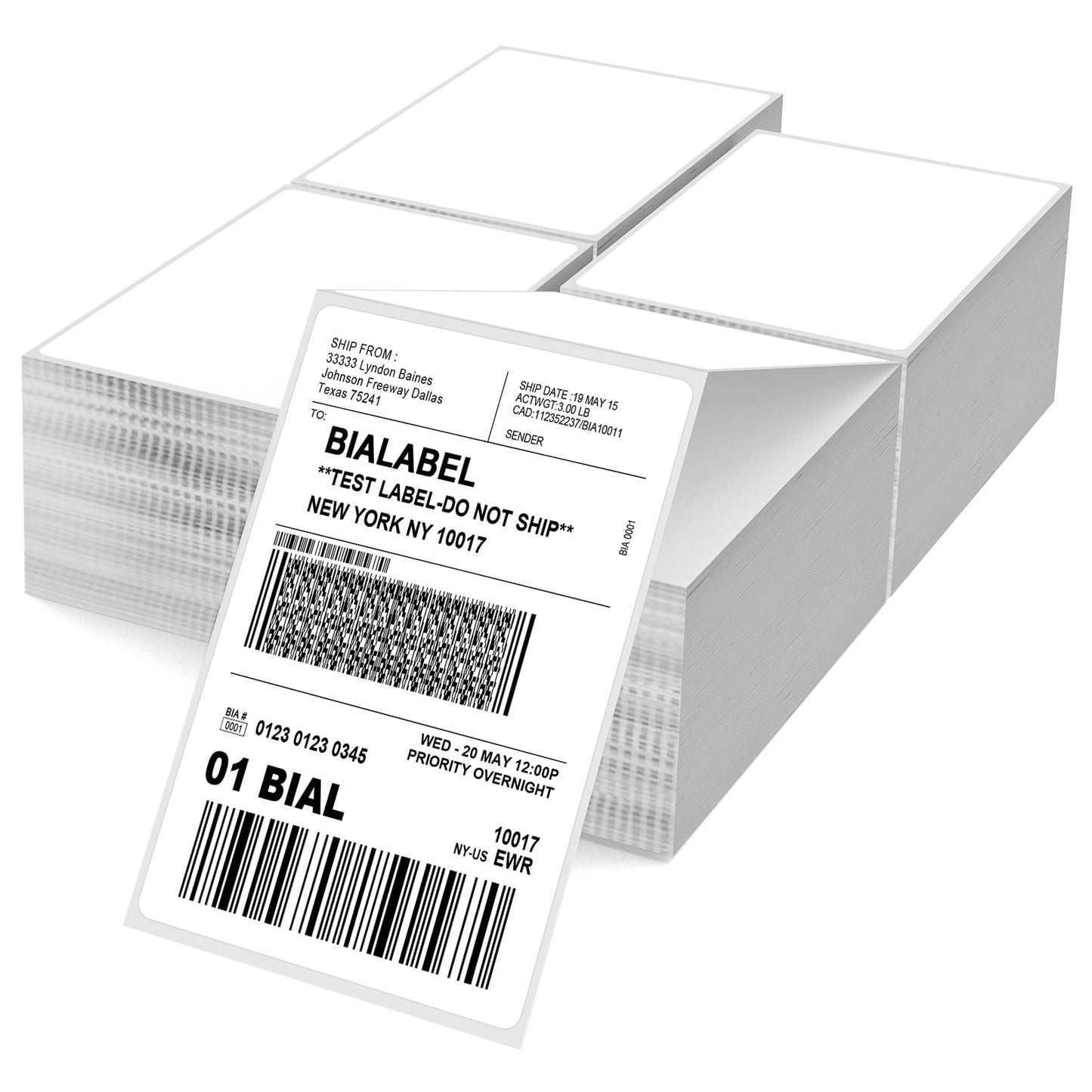 4 Stacks 4" x 6" Folded Thermal Labels, 2000 Pcs Thermal Label Printer Paper for Rollo Label Printers and Zebra, Commercial Grade