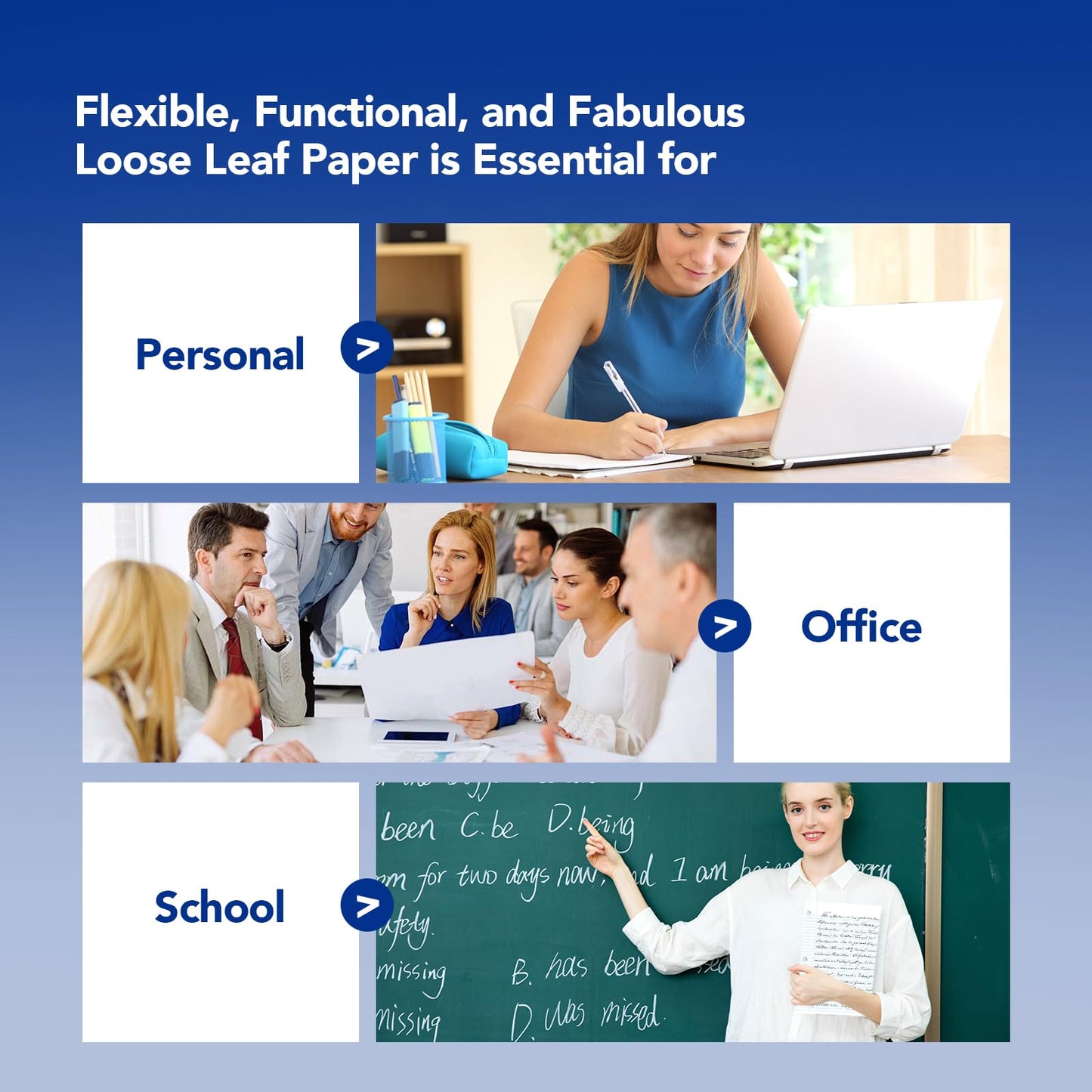 Kaisa loose Leaf Paper Filler Paper 1800 Sheets 8"x10.5",Wide Ruled, 3-Hole Punched for 3-Ring Binders, Carton of 12pack