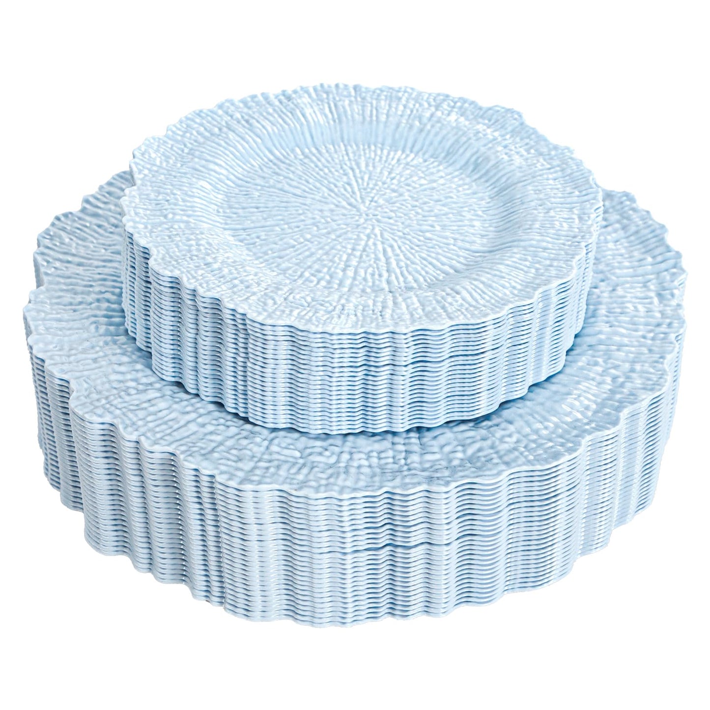 DaYammi 60Pcs Blue Plastic Plates - Light Blue Pates Disposable & Reusable - Heavy Duty Plastic Plates for Party Including 30 Dinner Plate,30 Dessert Plate for Weddings, Birthdays, Dinner Parties
