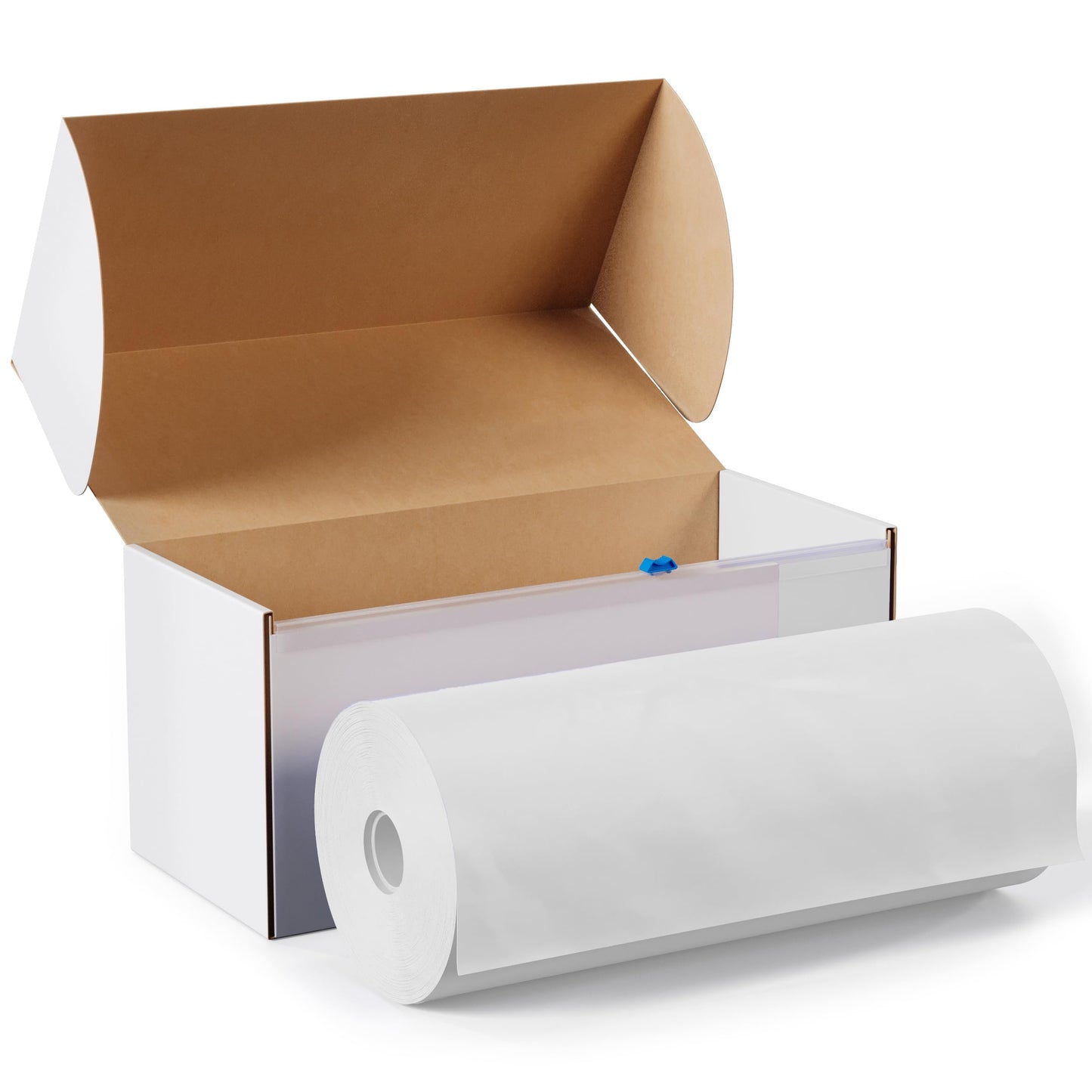 Party Solids 54 Inch X 300 Feet White Plastic Table Cover Roll in A Cut - to - Size Box with Convenient Slide Cutter. Cuts Up to 36 Rectangle 8 Feet Plastic Disposable Tablecloths