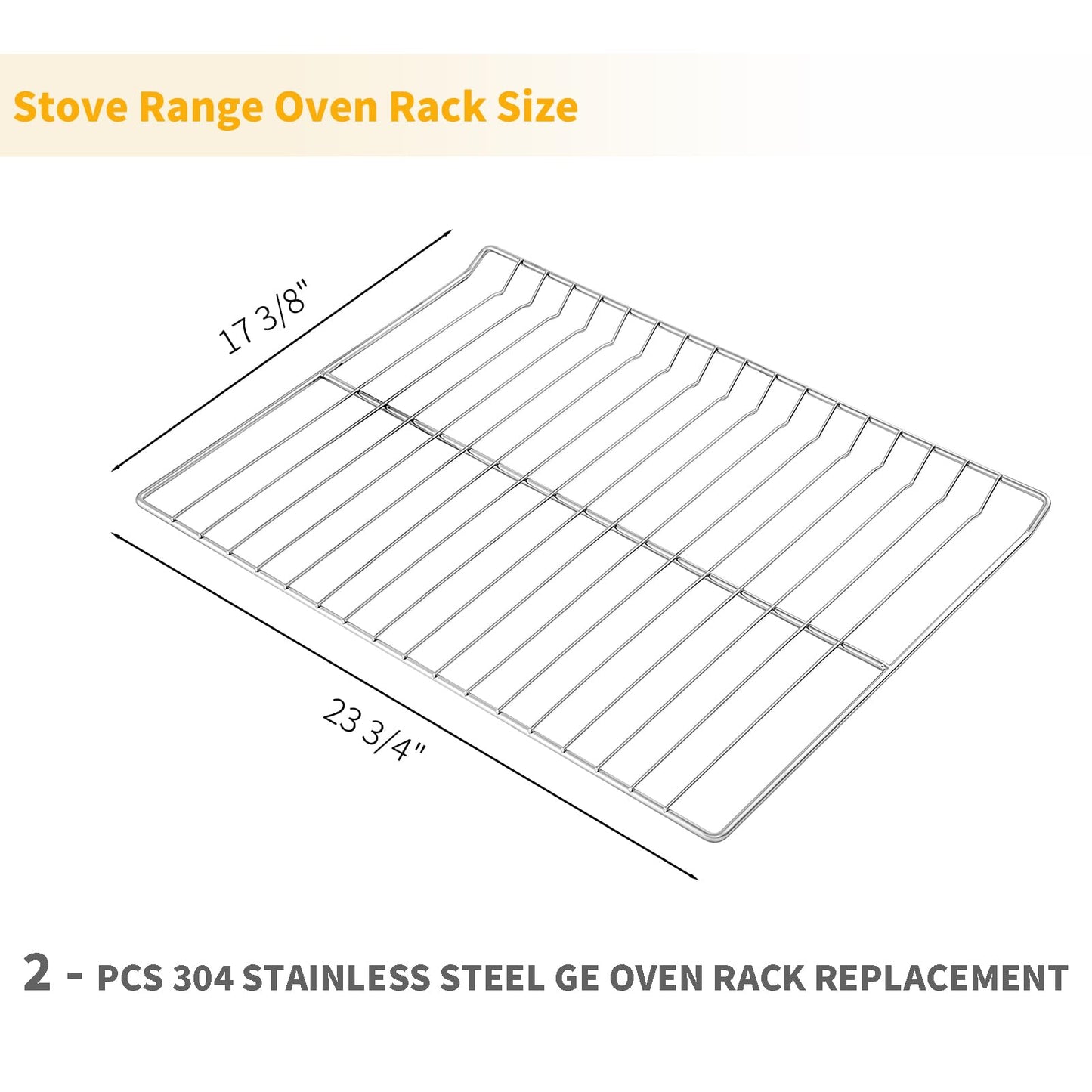 Allstare WB48T10095 Oven Rack Replacement Parts for GE Profile Spectra XL44 Oven Wire Rack 23.7" x 17.4" 304 Stainless Steel Hotpoint GE Gas Stove Range Oven Parts Ocen Shelf Rack-Flat 2 Pcs