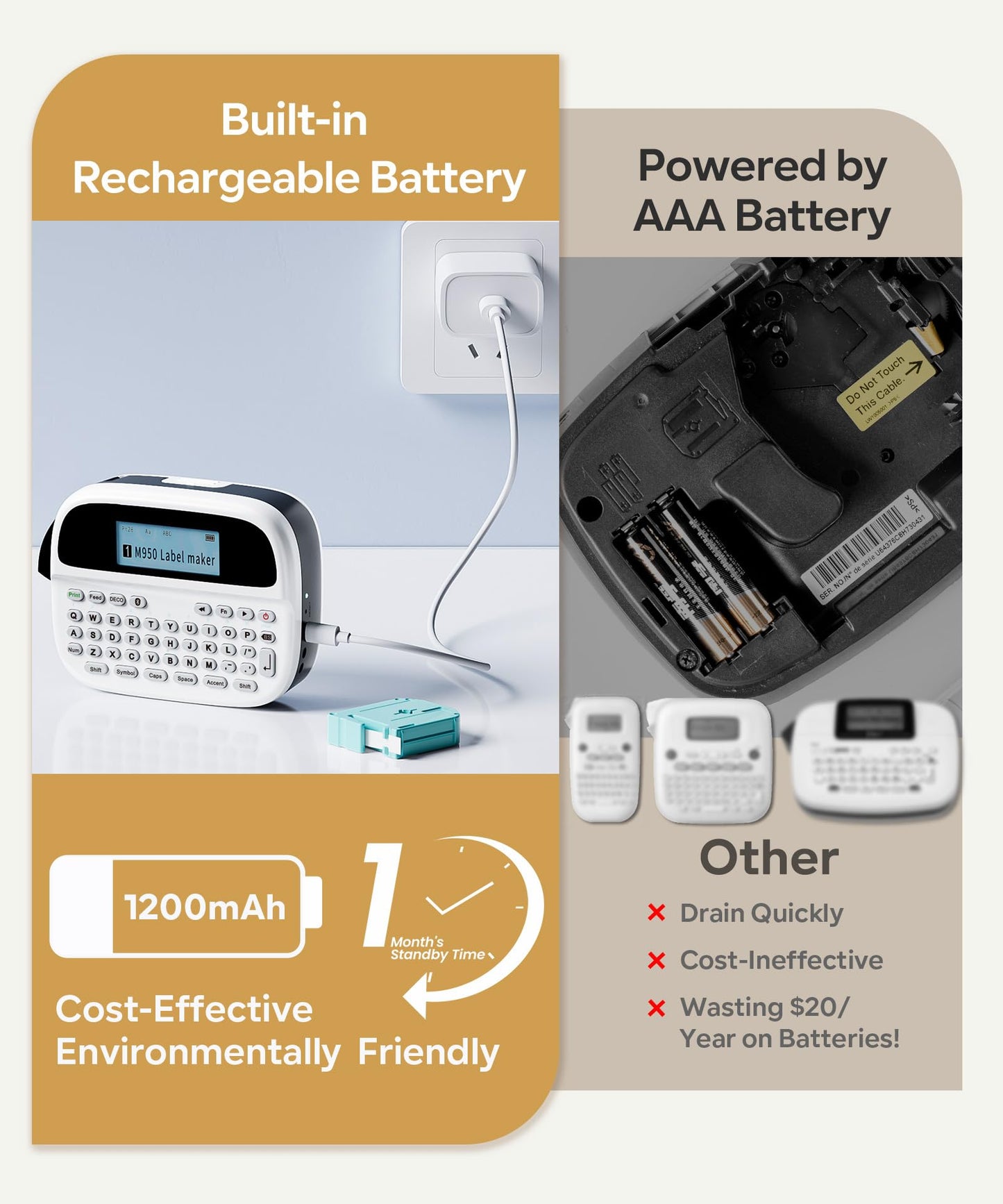 Label Maker Machine with 4 Tapes, Rechargeable Backlit Bluetooth Label Maker, Freezer Waterproof-Labels, Inkless 12mm M950 Label Printer, for Home/Office/School, Teacher Appreciation/Graduation Gifts