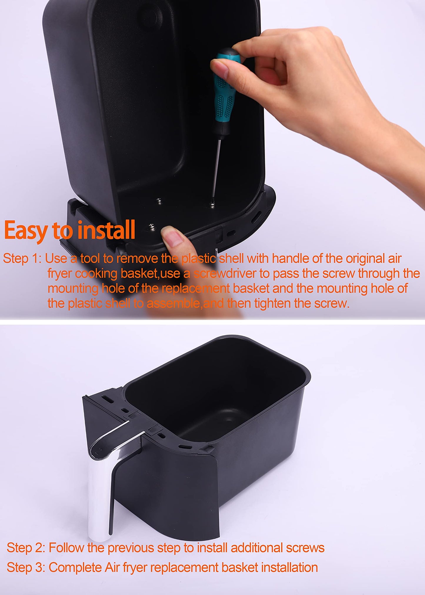 Air Fryer Replacement Basket Compatible for Ninja DZ201 DZ100,Air Fryer Basket,Nonstick