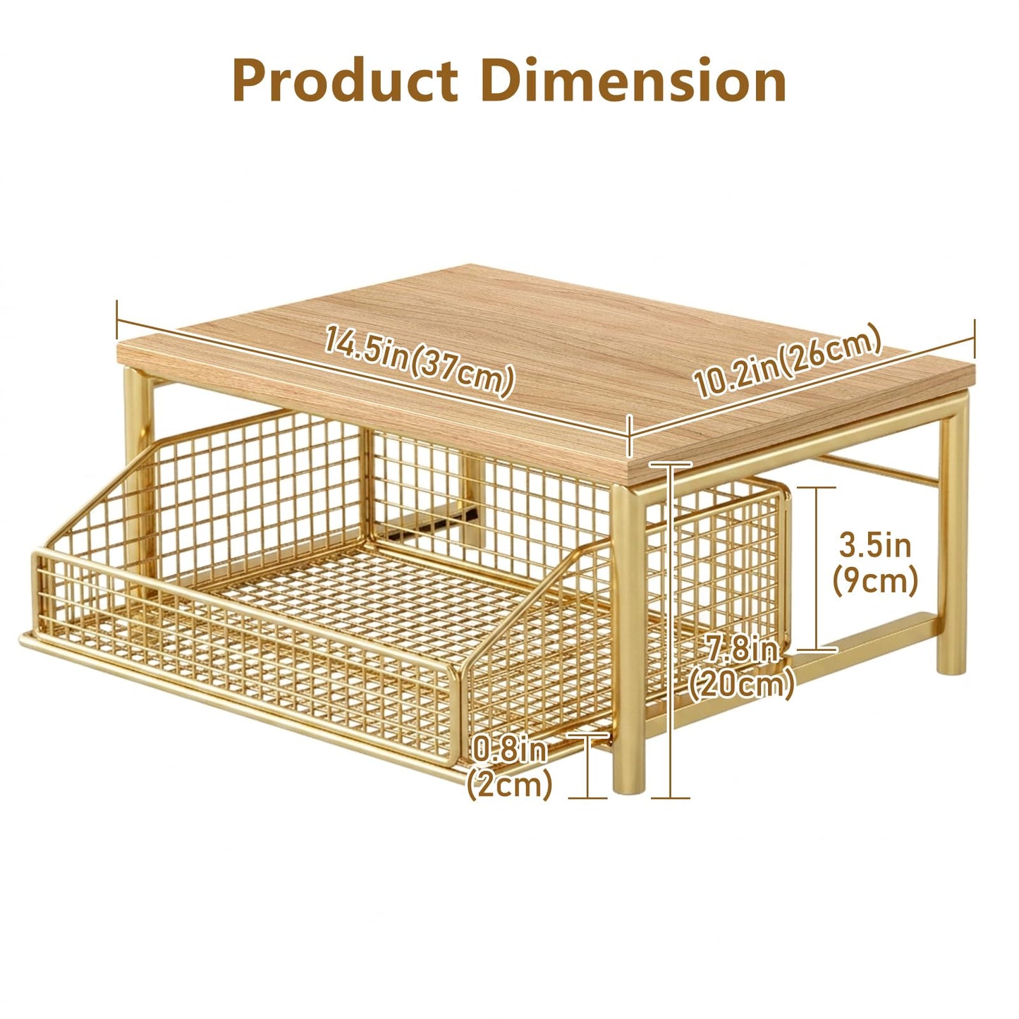 Funecy Coffee Pod Drawer Holder,Coffee Machine Storage Rack,Home Kitchen Counter Coffee Bar Organizer,Storage Basket Drawer (Gold)
