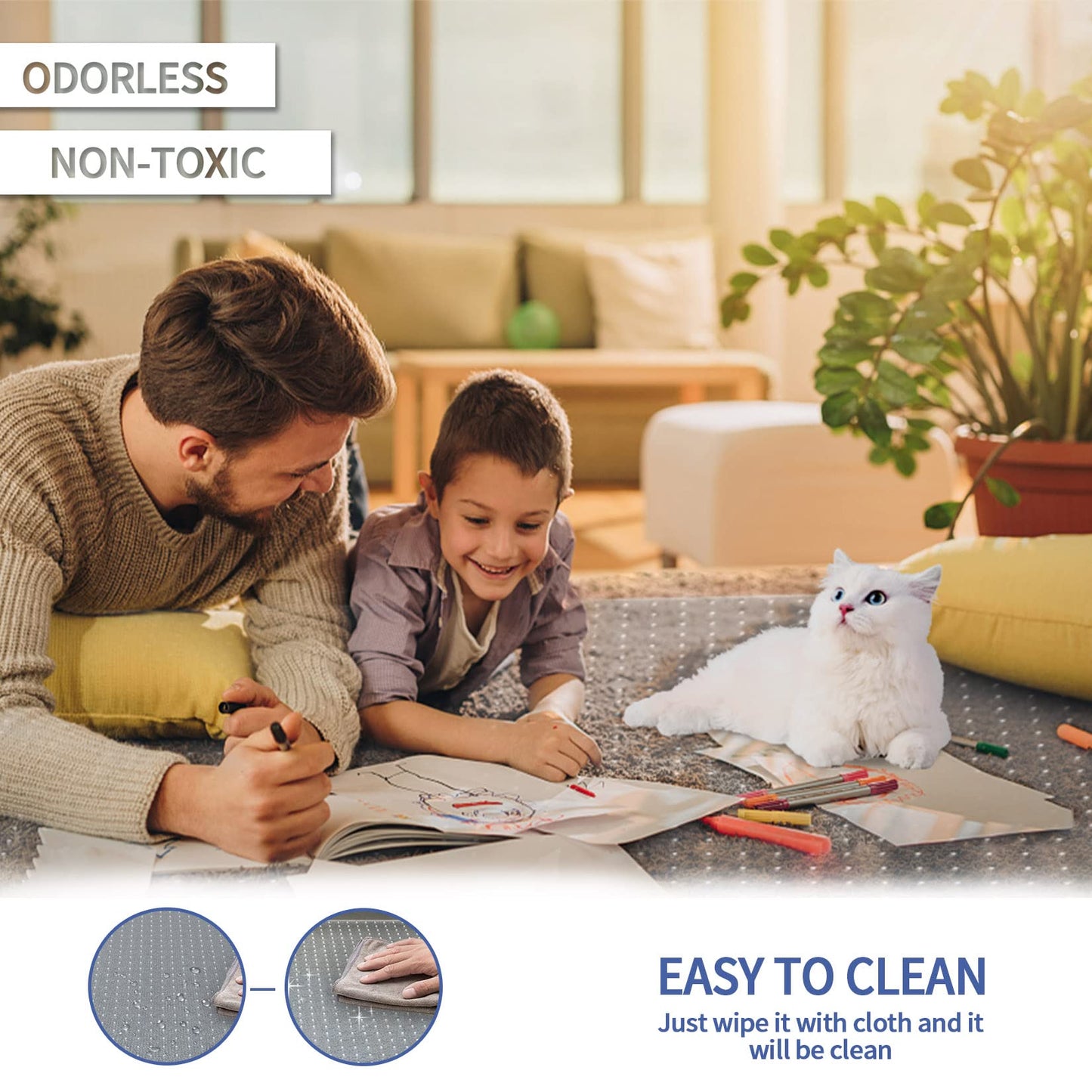 Amyracel Chair Mat for Carpet, 48'' x 36'' Clear Computer Desk Chair Mat for Low Pile Carpeted Floors, Easy Glide Plastic Floor Mat for Office Chair on Carpet Protection