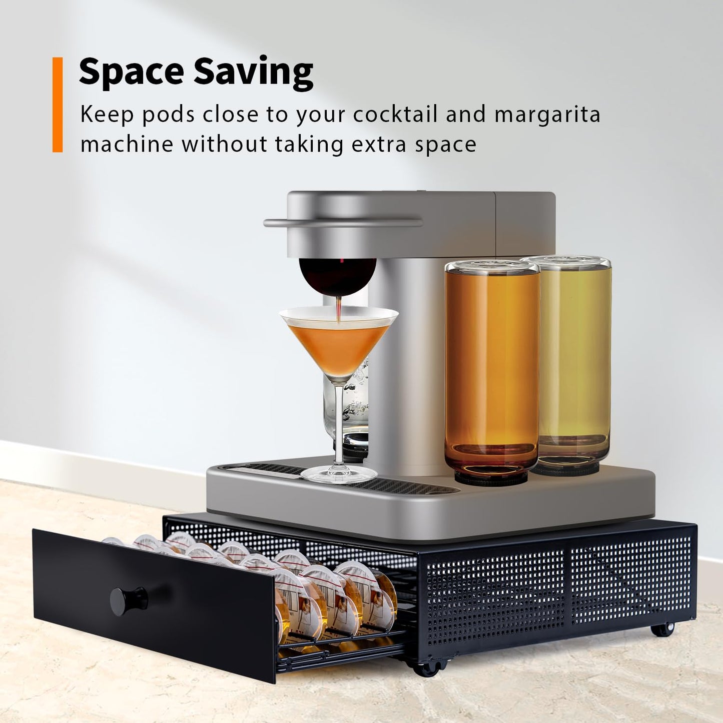 Dfynest Cocktail Capsule Storage Drawer Organizer - Compatible with Bartesian Cocktail Maker - BEV Black Decker Cocktail Maker - Holds Up to 36 Capsules - Home Bar Accessories for Cocktail Maker,Black