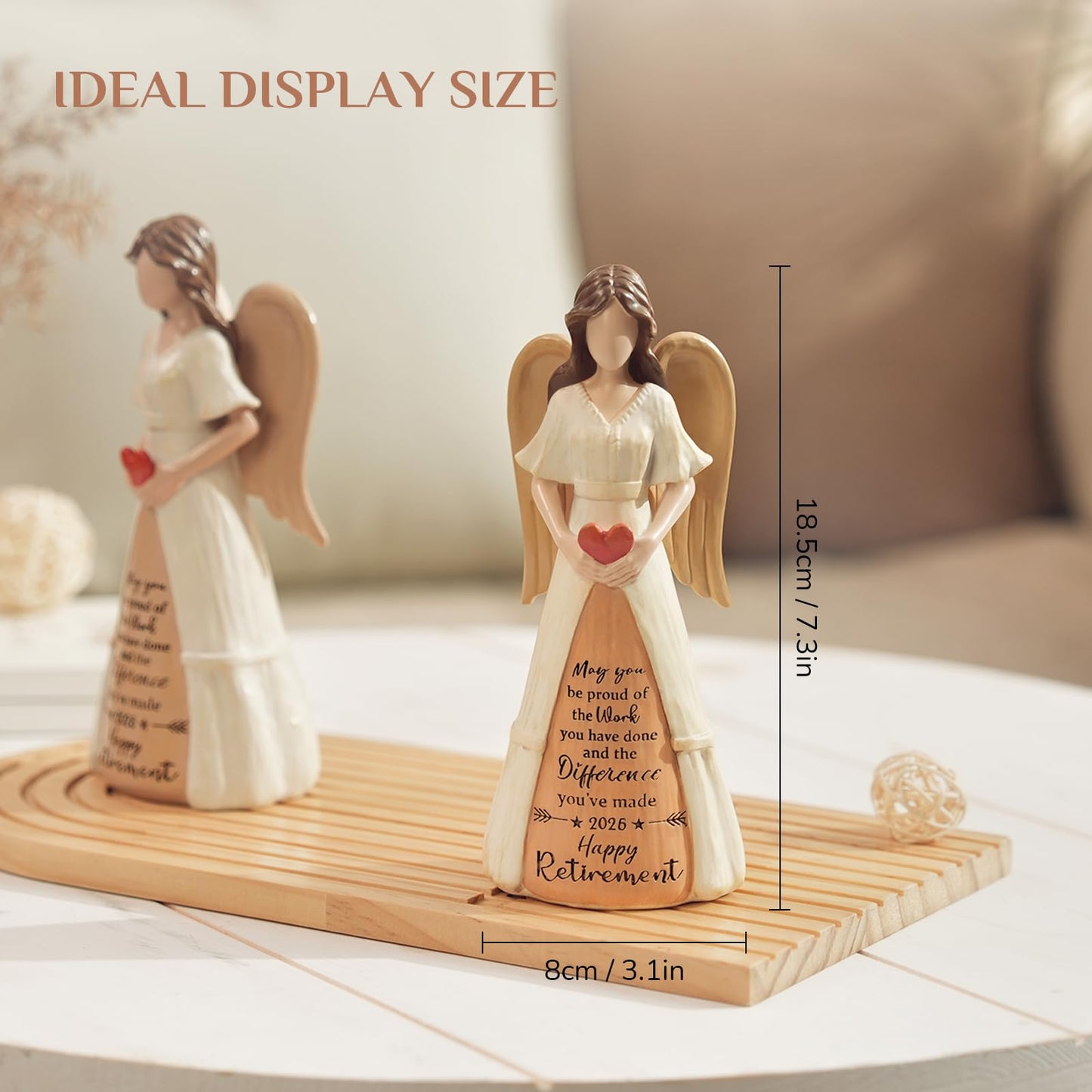 Storieme Retirement Gift for Woman 2026: 7.3” Handcrafted Angel Figurine for Retiring Coworker Teacher Nurse - Retired Keepsake for Retirement Party Decorations
