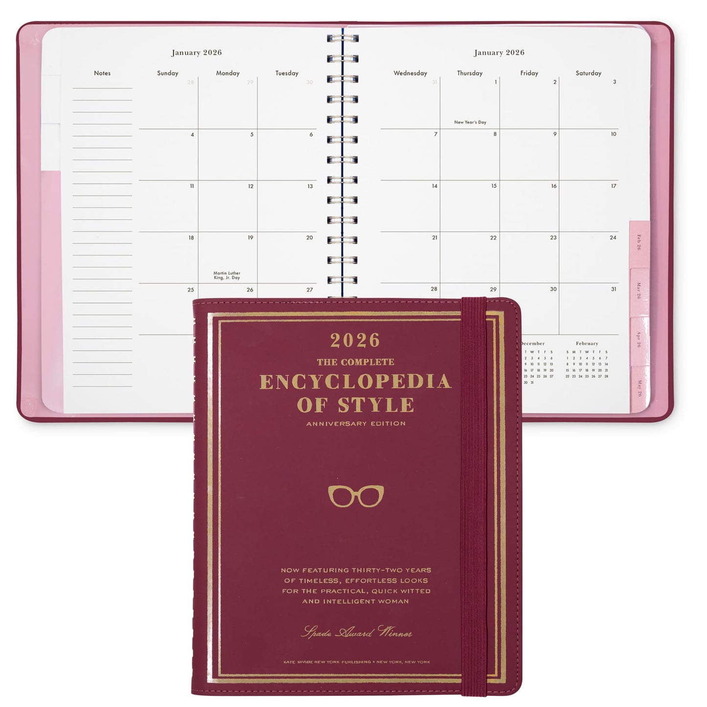 kate spade new york 2026 Large Weekly & Monthly Planner, 12 Month Soft Cover Agenda Dated January 2026-December 2026, Cute Planner with Stickers & Spiral Binding (Encyclopedia of Style)