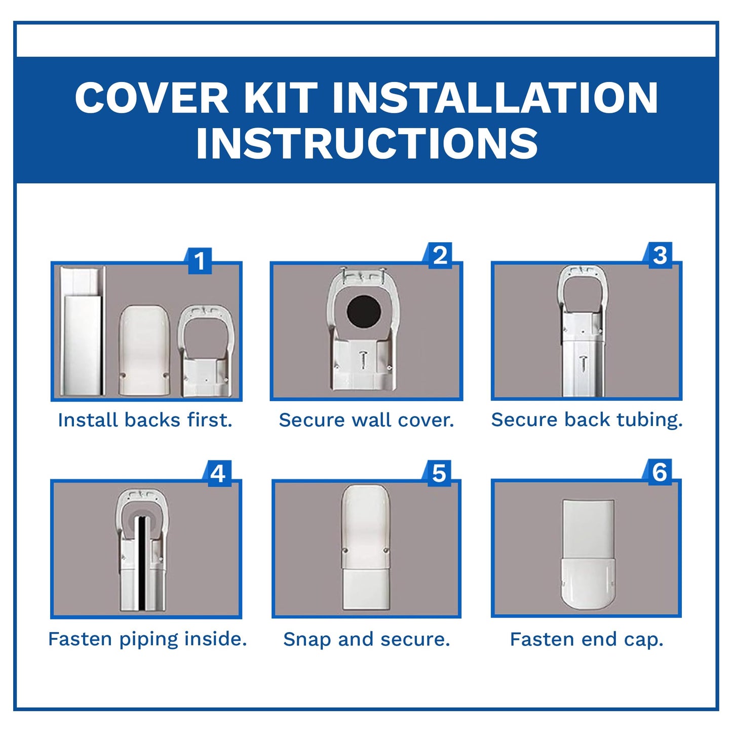 DuctlessAire - Mini Split Line Set Cover Kit - Paintable Mini Split Cover for Air Conditioner & Mini Split AC/Heating System - Durable Protection - Ideal for Indoor & Outdoor Use (White, 3" x 7.5 ft)