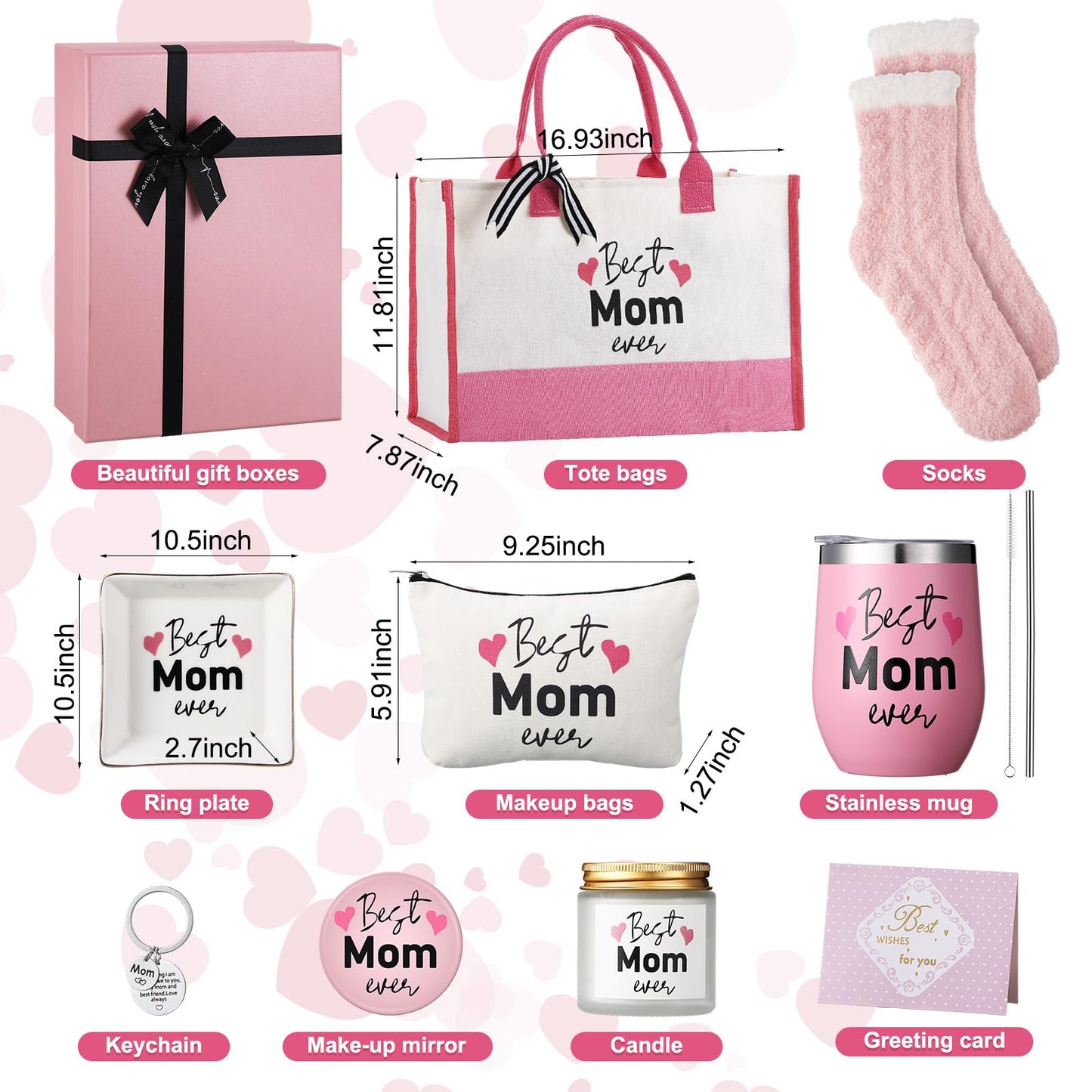 Locmeo 10 Pcs Mothers Day Gifts for Mom Unique Mothers Day Gift Basket Best Mom Ever Gift Box Set from Daughter Son Husband for Women Wife Grandma Birthday