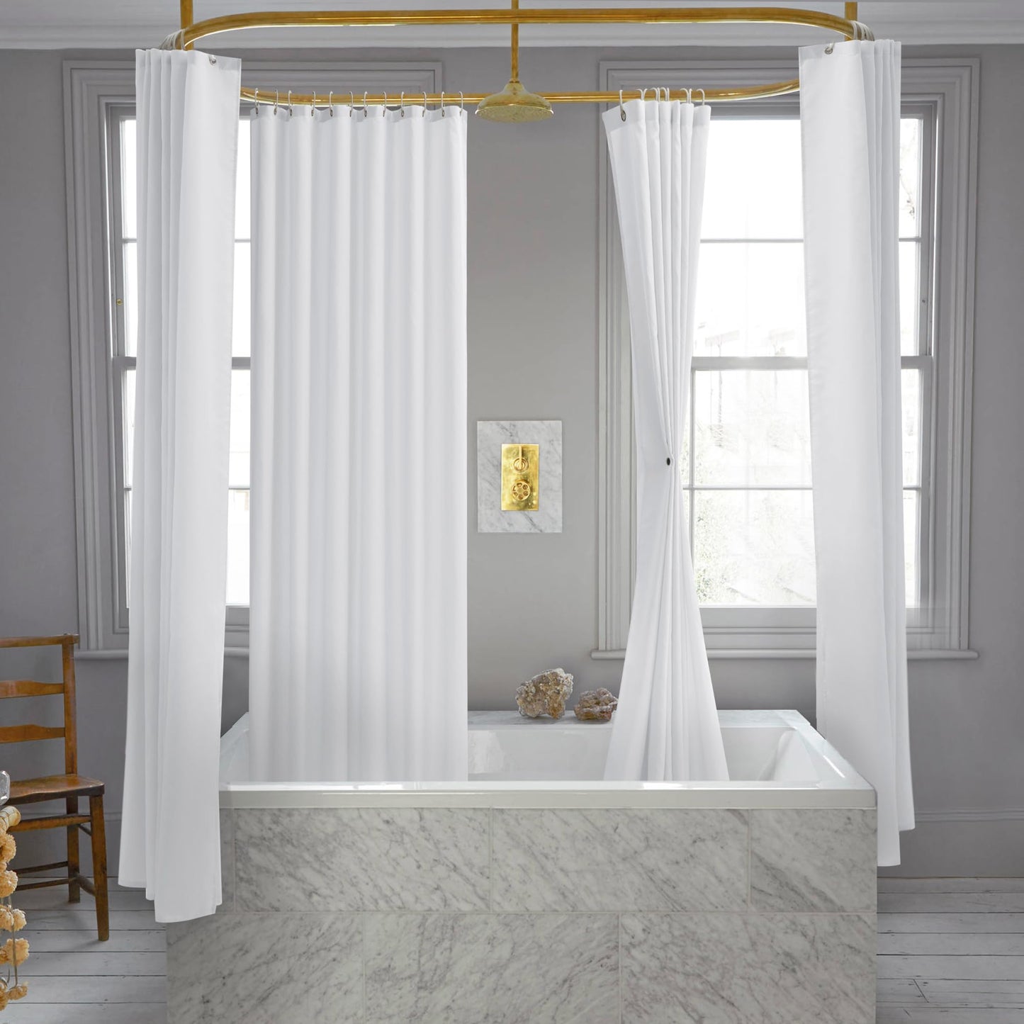Nasitos Fabric Shower Curtain Liners 4 Pack - W72 x H72 - Washable & Water Resistant Cloth Shower Liner for Bathroom, Soft Hotel Quality, Standard Size (White, Include 8 Separate Magnets)