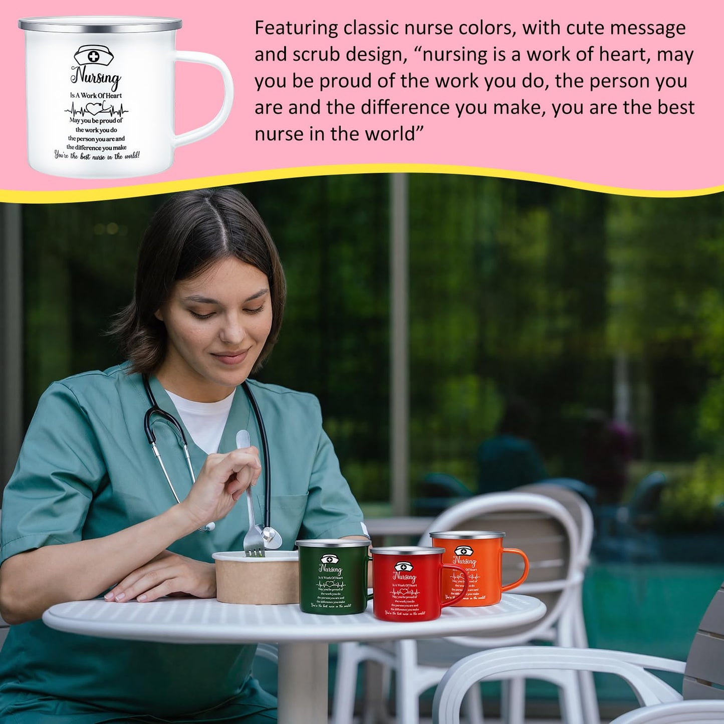 SiliFine 24 Pcs Nurse Appreciation Gifts 2026 Nurse Appreciation Cup Bulk 12 oz Enamel Nursing Coffee Mugs with Handle for Nurse's Day Women Doctor Assistant Graduation Rn Thank You Week Gift