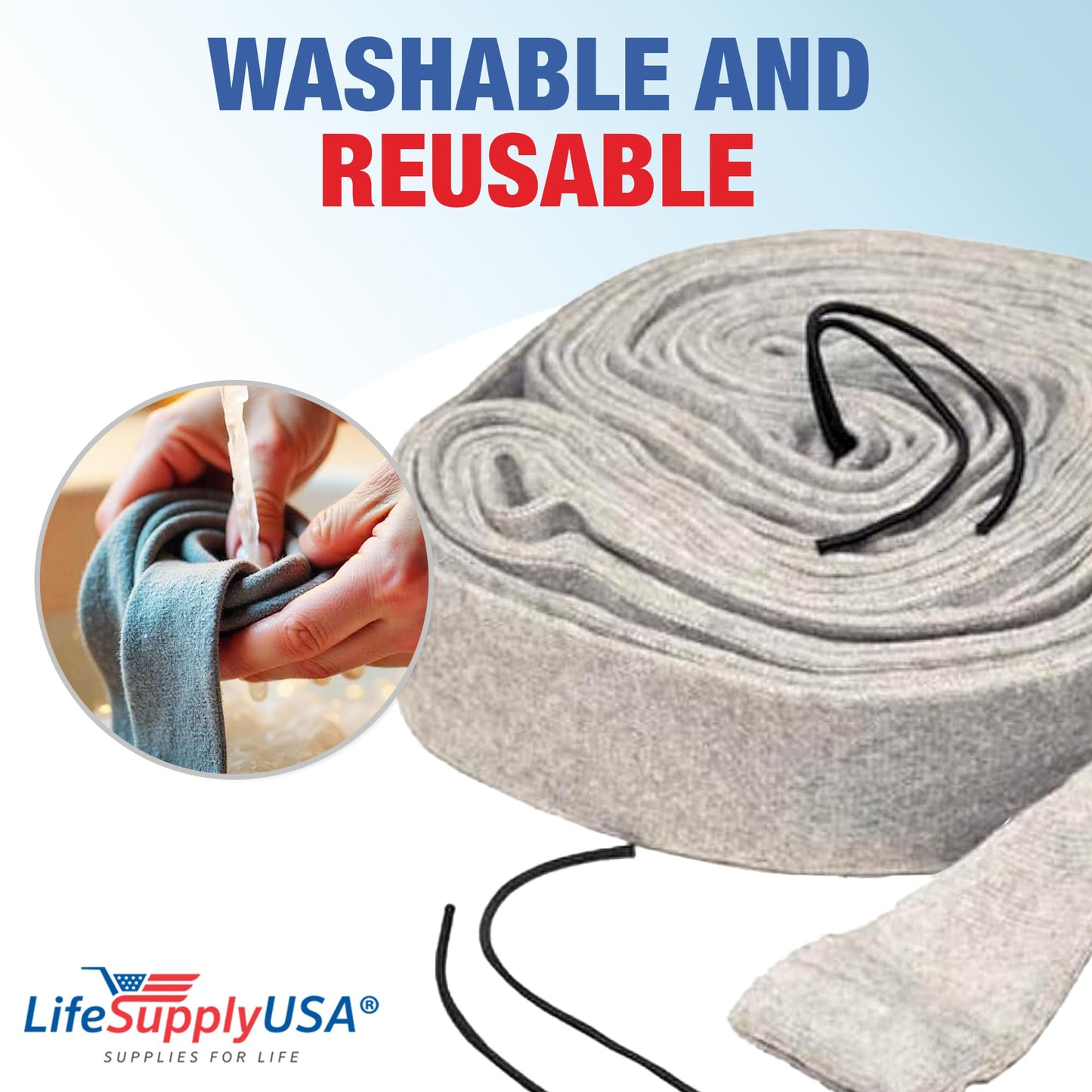 35ft Washable Knitted Hose Sock Cover Replacement for Central Vacuum Cleaner with Application Tube - Protects Walls, Floors, & Furniture by LifeSupplyUSA