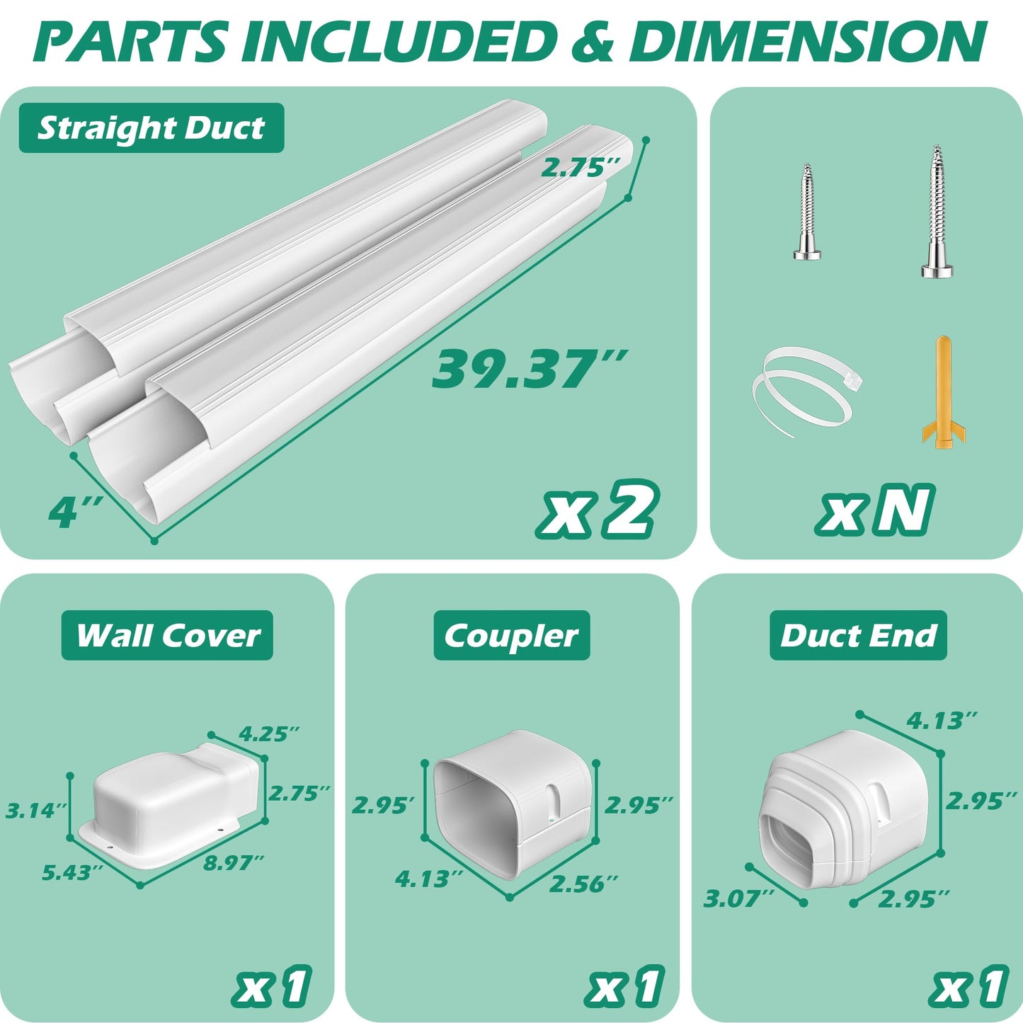 TAKTOPEAK Mini Split Line Cover: 4'' 7.5 Ft Line Hide for Mini Split Air Conditioner Central AC HVAC - Waterproof Decorative Pipe Cover for Outdoor (White)