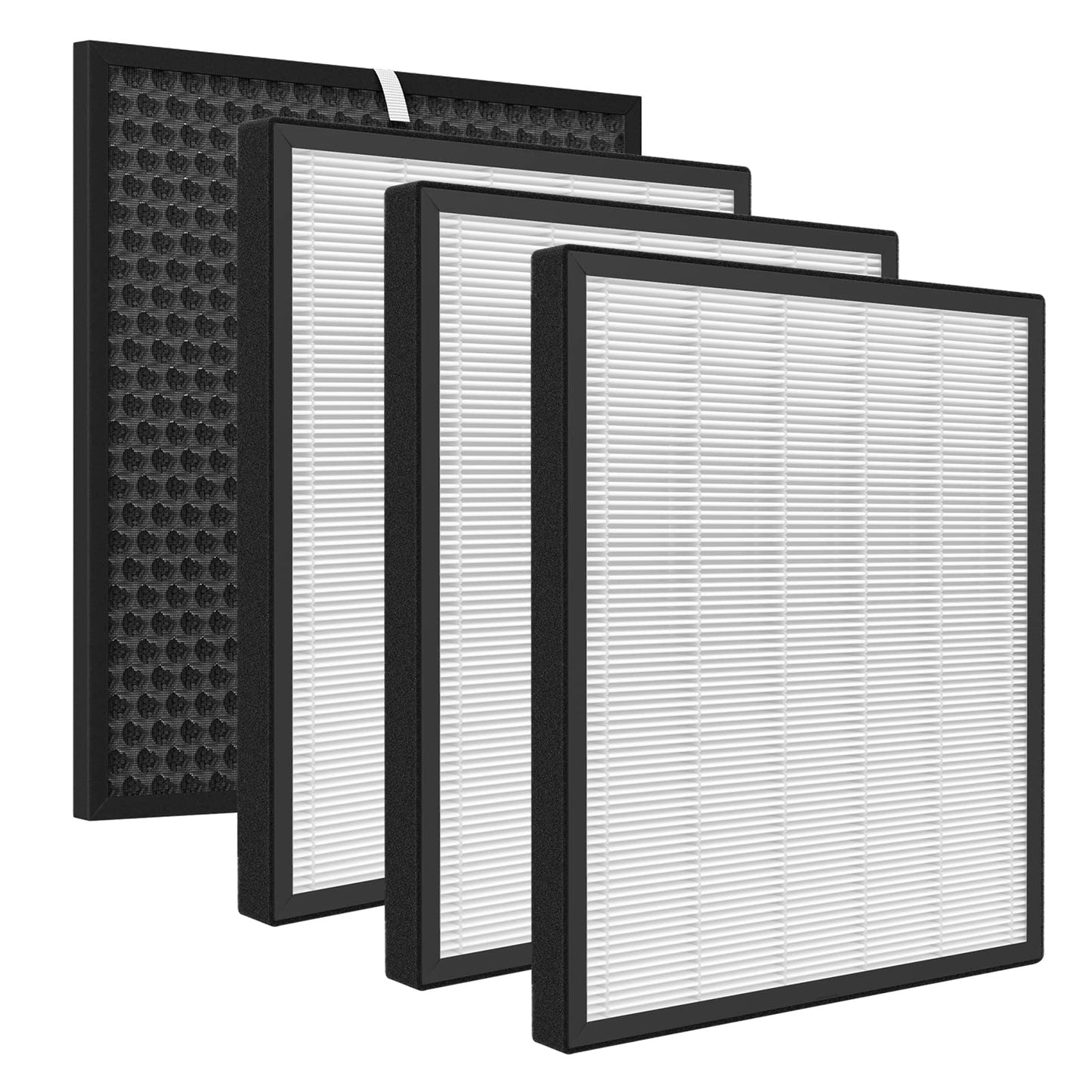 GoKBNY LV-PUR131 Replacement Filter Compatible with LEVOIT LV-PUR131 and LV-PUR131S Air Purifiers, Part Number LV-PUR131-RF, 3× Filters + 1×Activated Carbon Filter